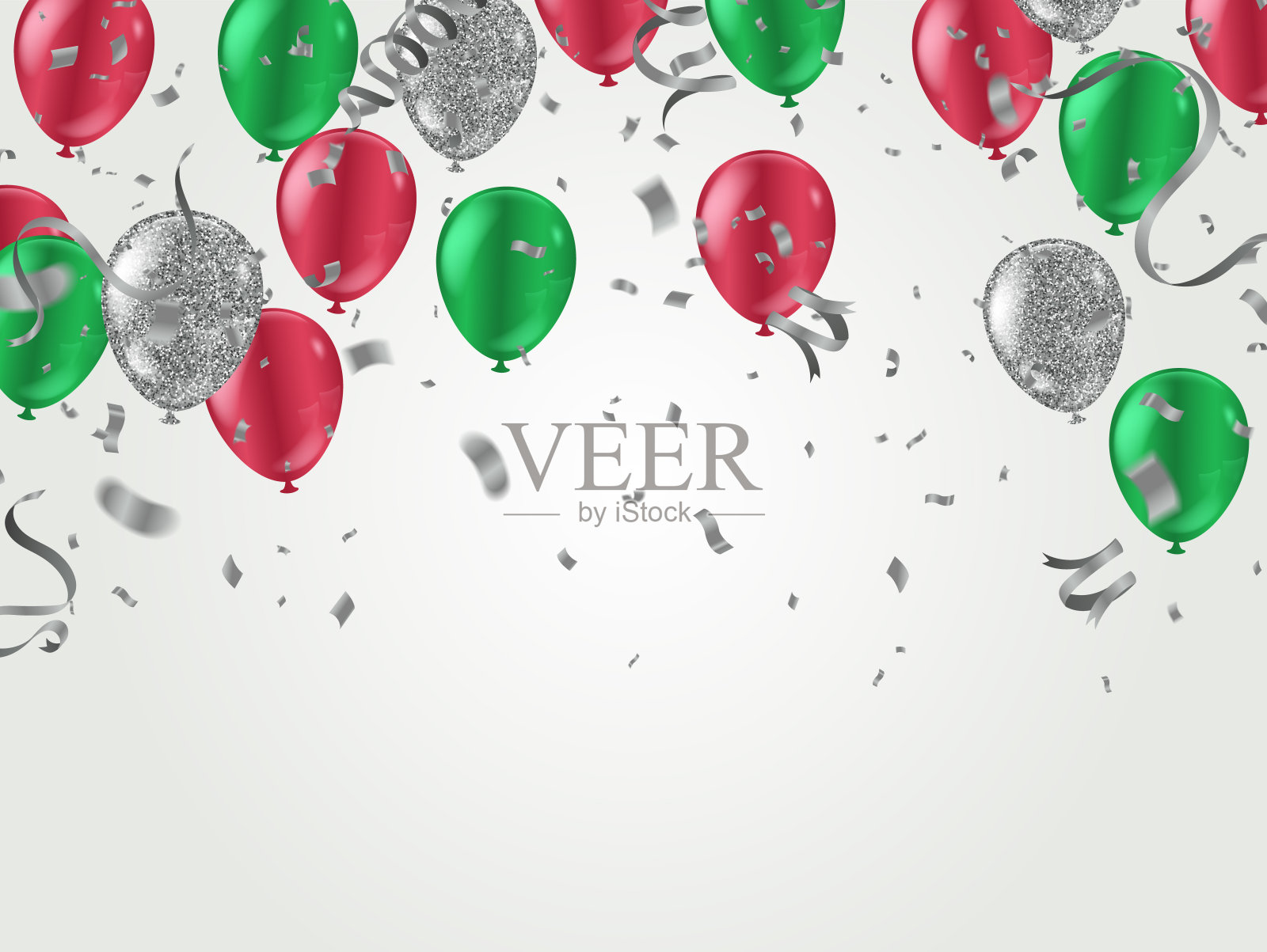 抽象背景与闪亮的彩色气球。生日，聚会，展示，销售，和空间为您的文本。矢量插图。插画图片素材