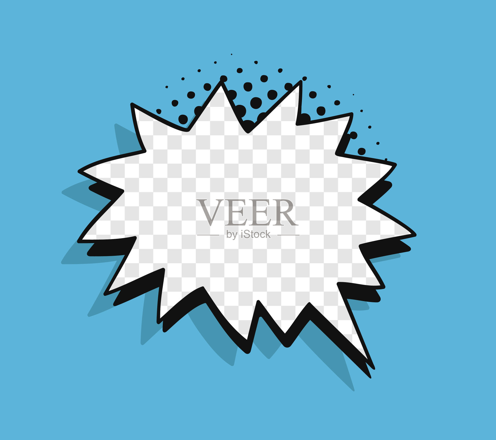 波普艺术演讲泡泡没有文本和透明的背景。卡通风格的矢量帧集合。漫画插图插画图片素材