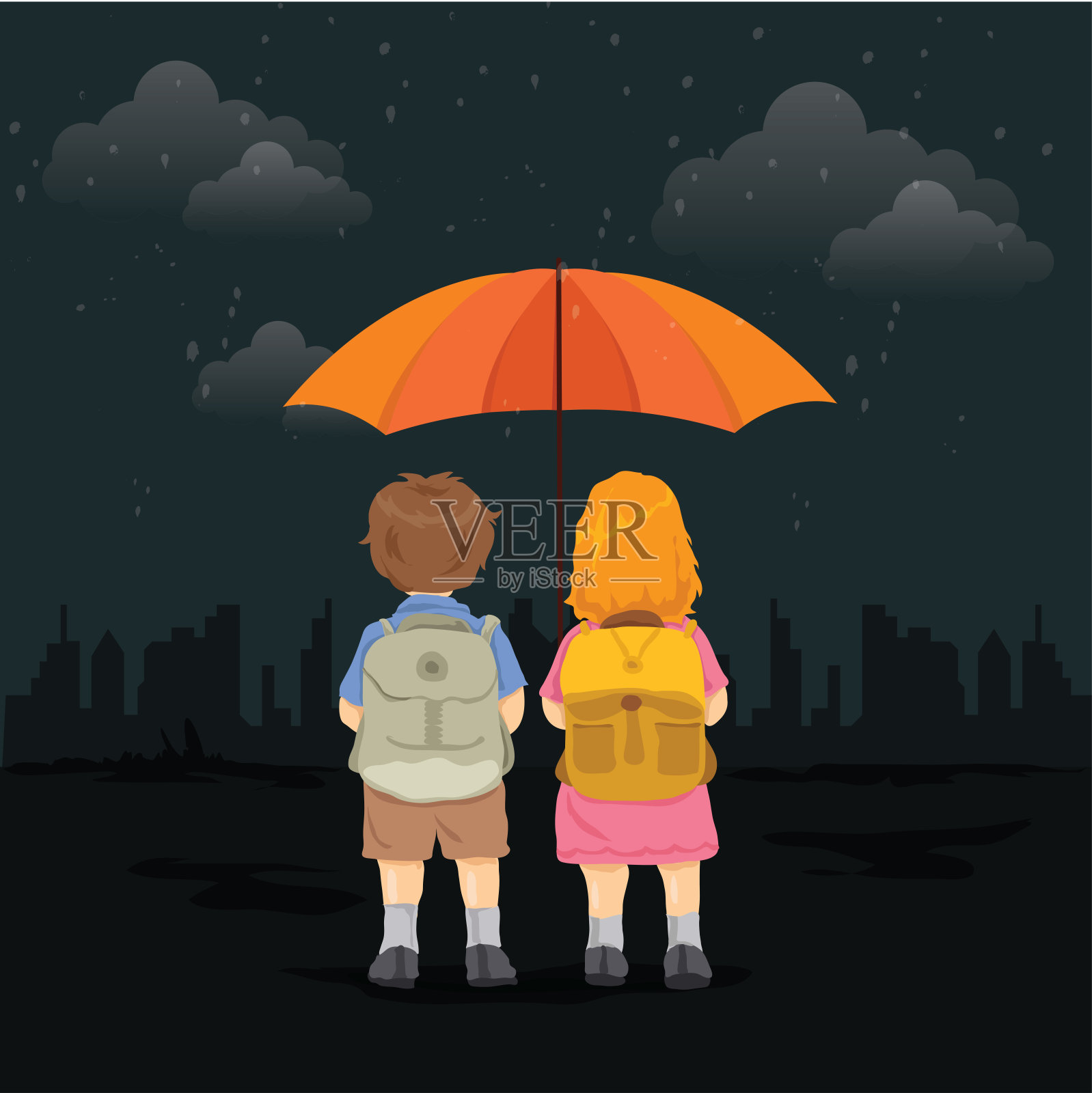 学校的孩子们插画图片素材