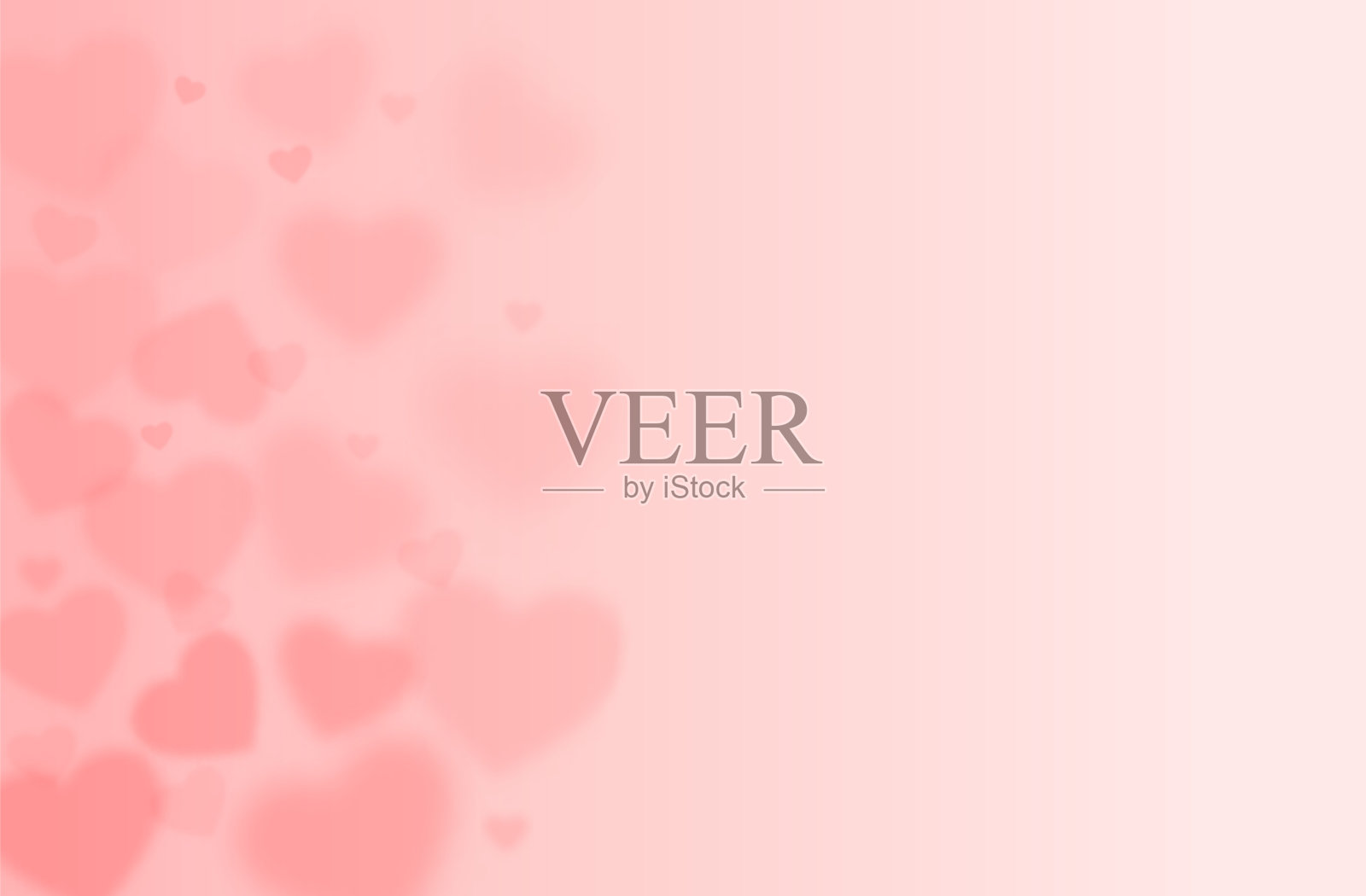 情人节背景与粉色模糊的心。插画图片素材