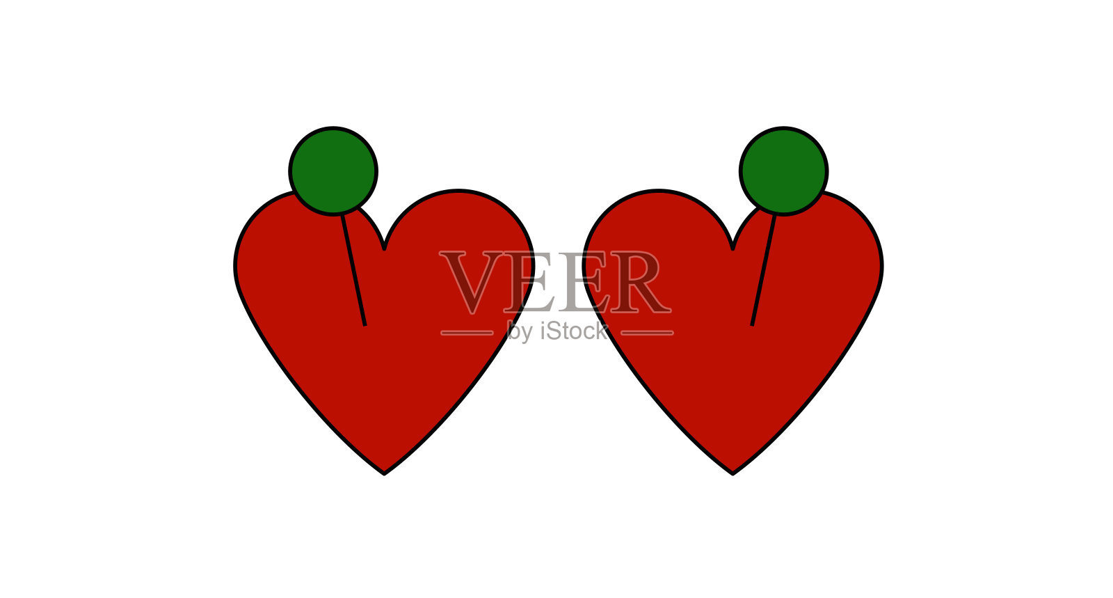 两个情人节心形徽章插画图片素材