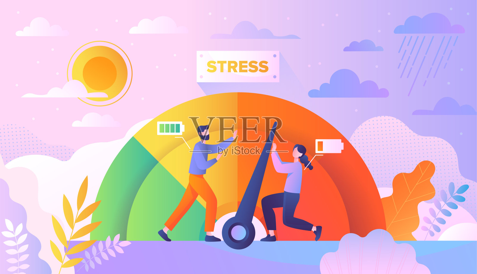 压力和情绪压力的抽象概念插画图片素材