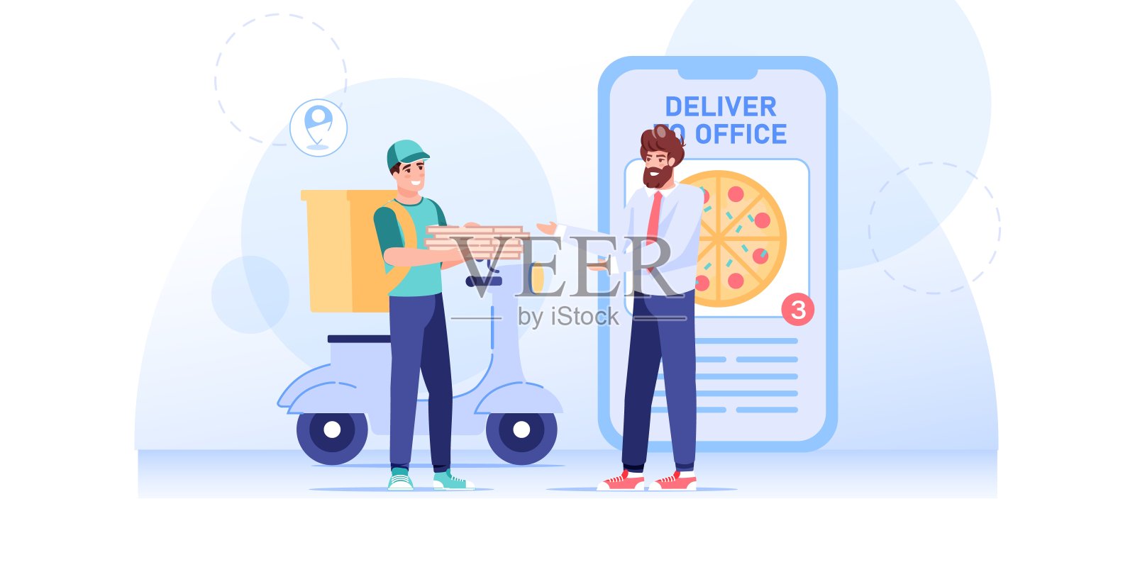 平面卡通人物接收网上购买，订购快递服务矢量插图概念插画图片素材