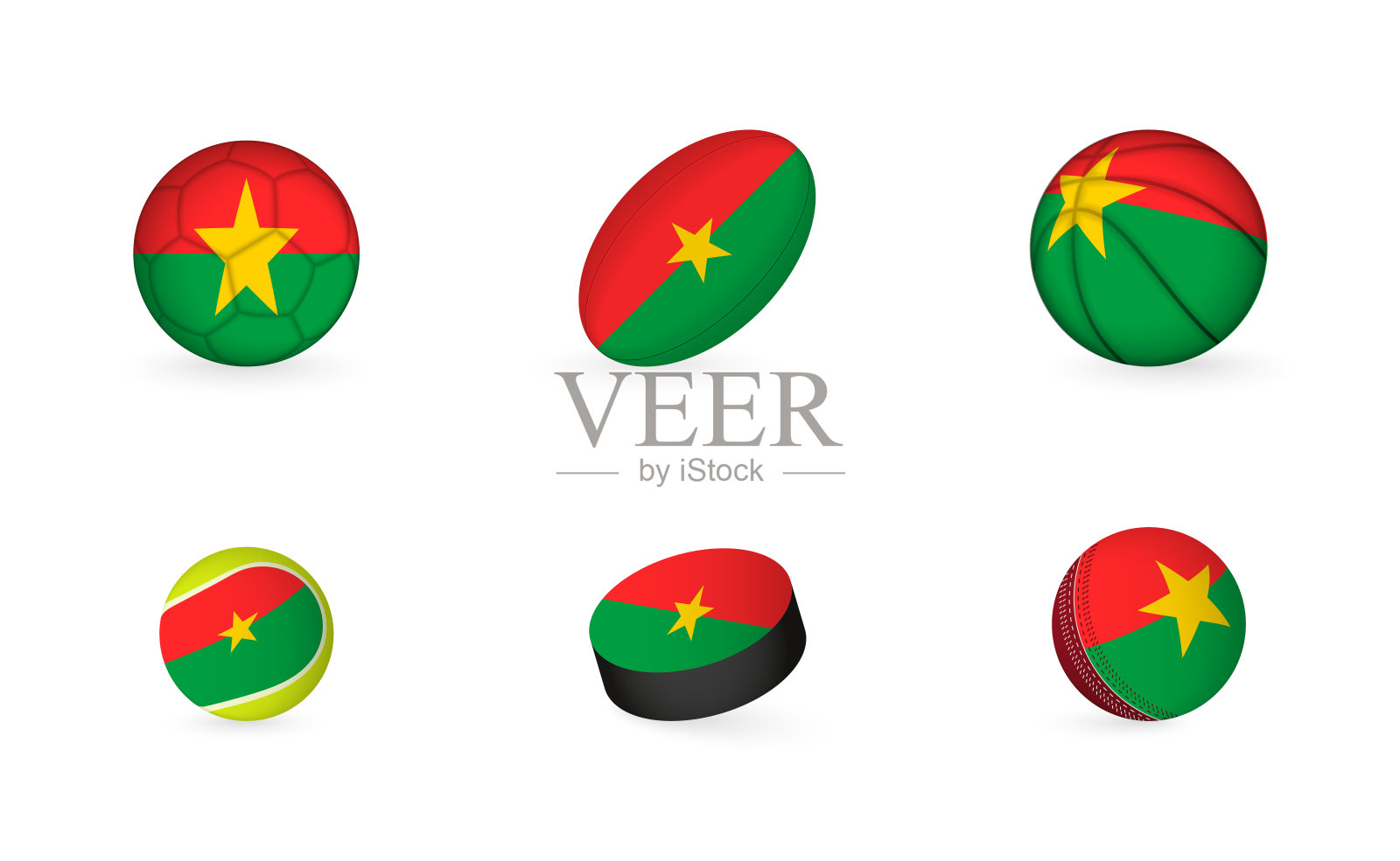 布吉纳法索国旗运动器材。体育图标集。插画图片素材