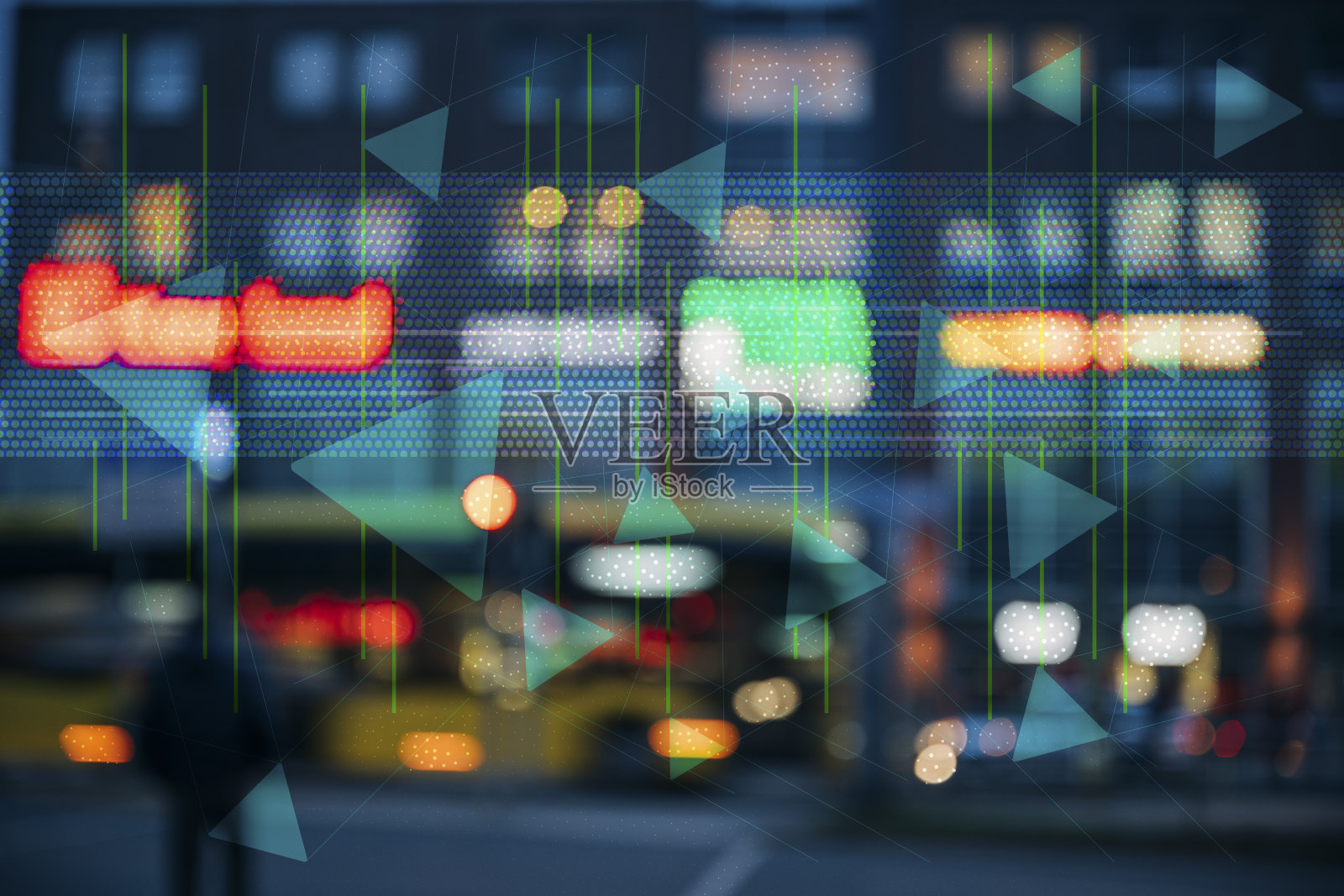 巧妙抽象的城市街景，集群的背景，明亮的色彩照片摄影图片