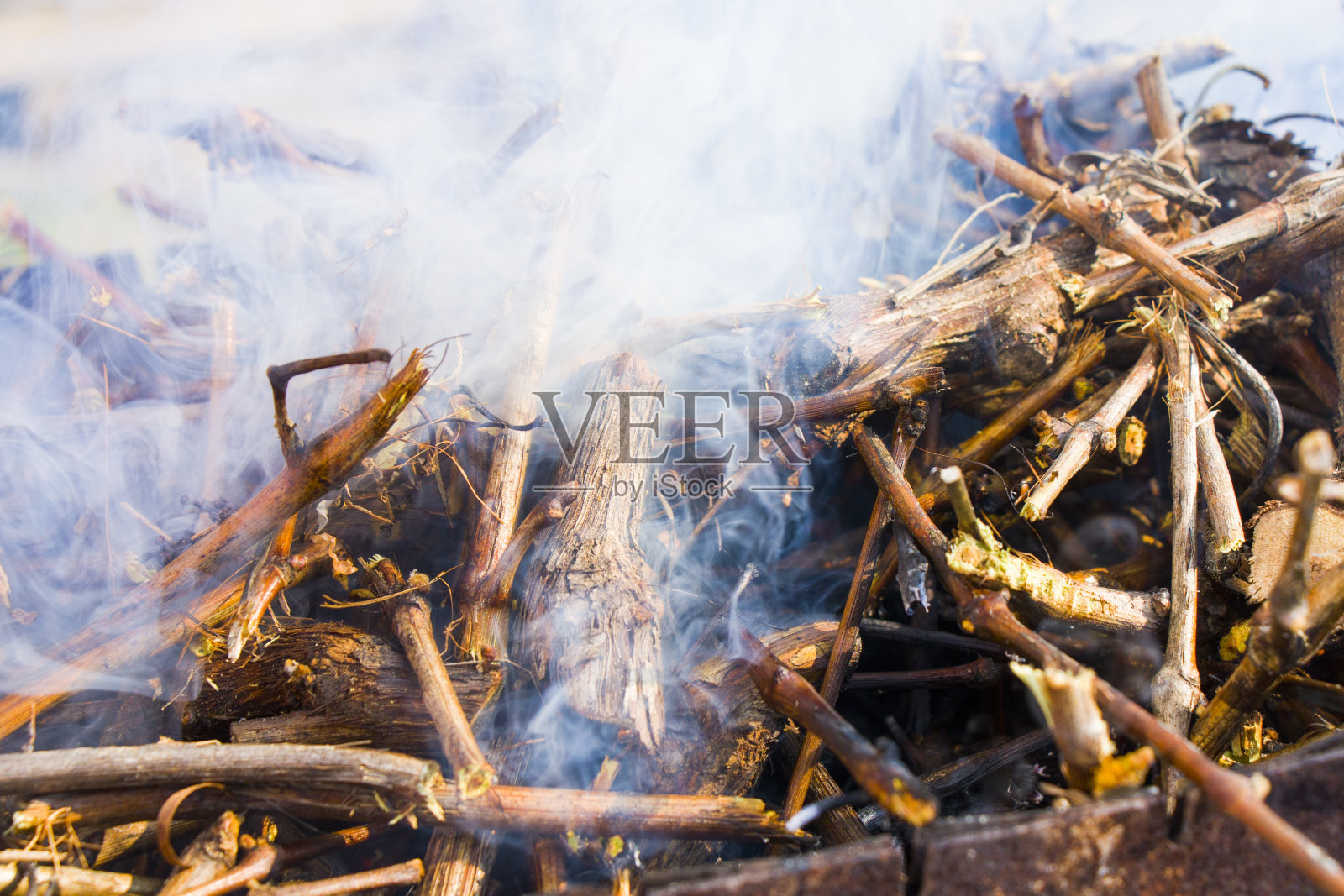 柴火在烤架上，金属烤架和火为餐和肉，烧烤火为肉照片摄影图片