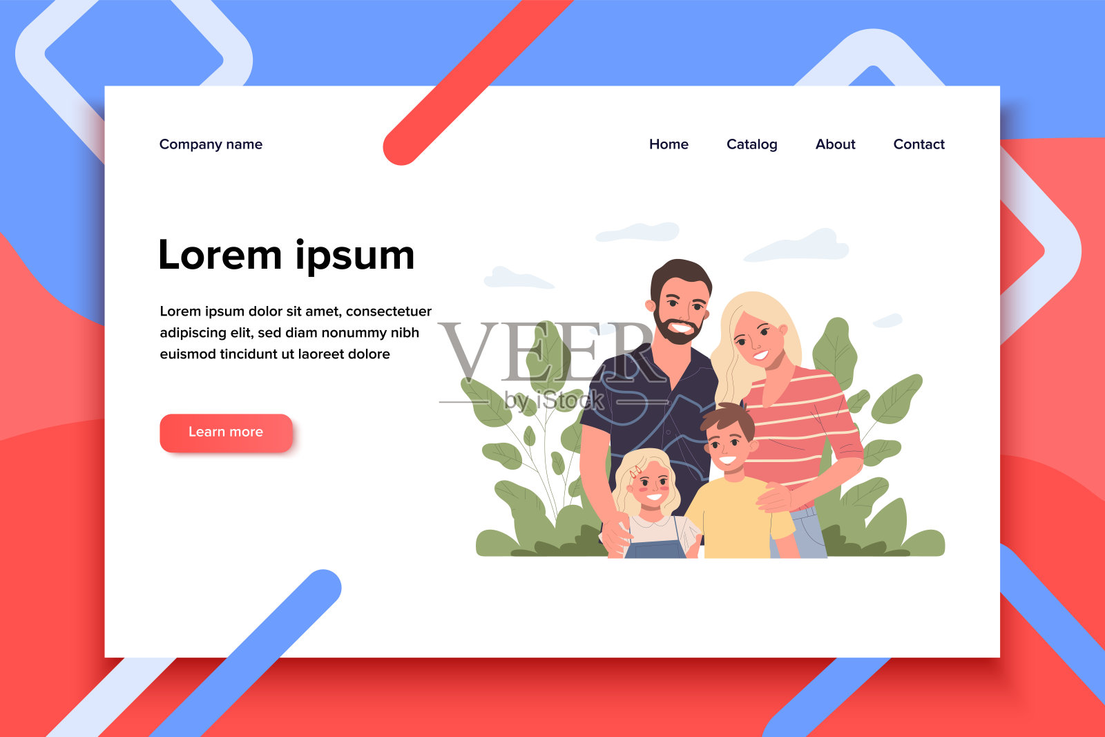 一对有孩子的幸福家庭插画图片素材