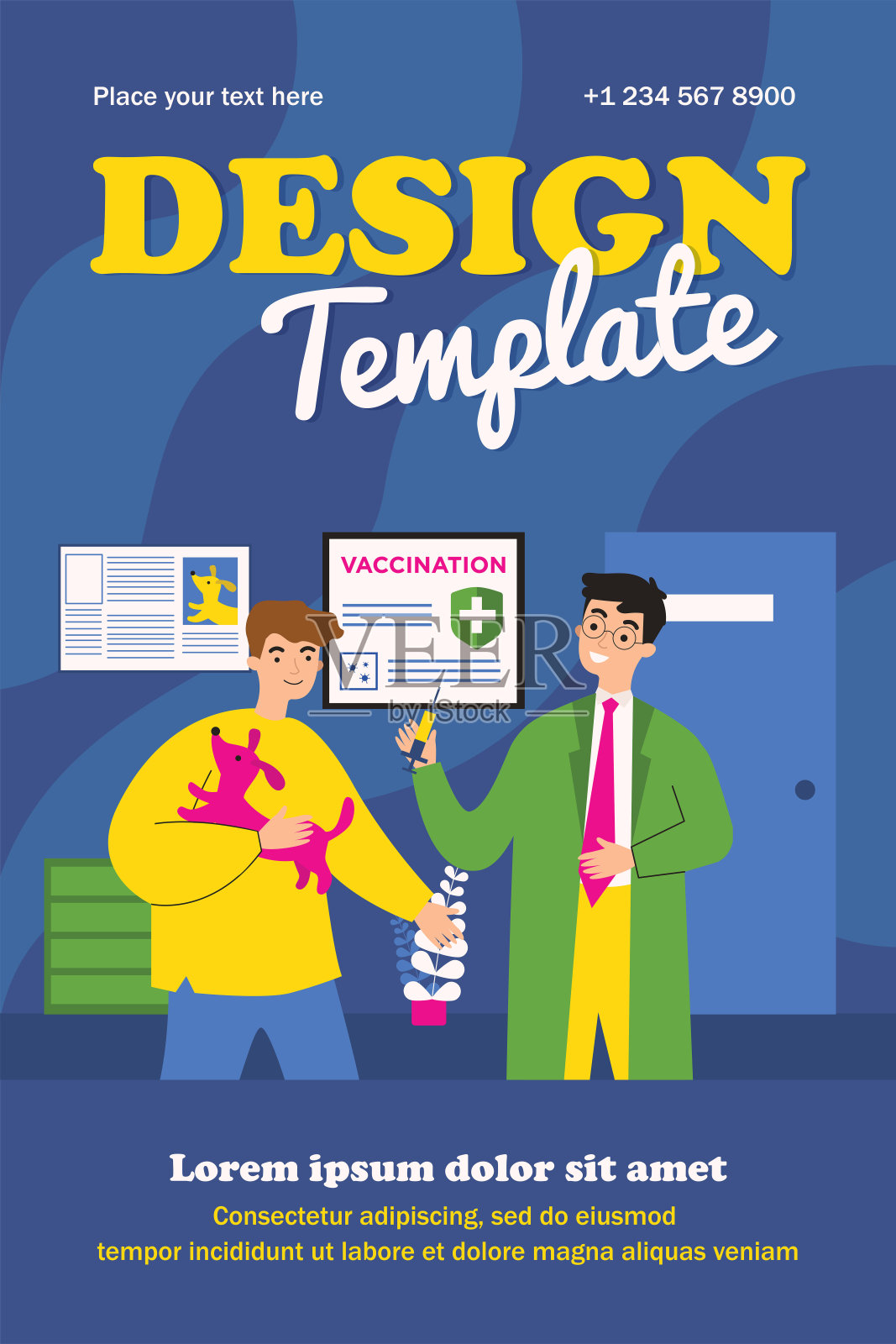 狗主人探访宠物诊所插画图片素材