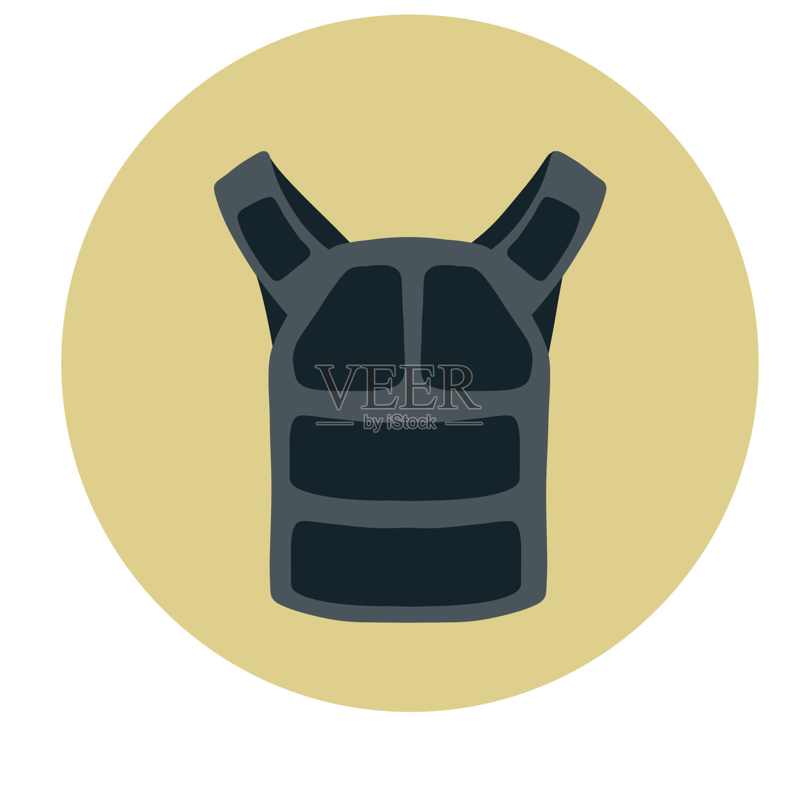 防弹背心，防止子弹隔离在白色插画图片素材