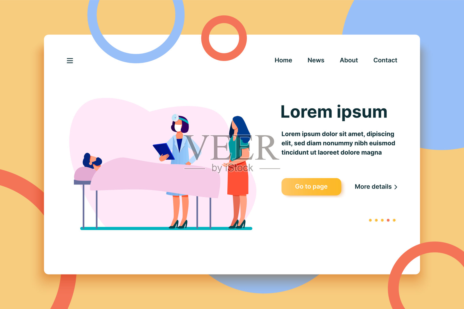 有近病床病史的医生插画图片素材