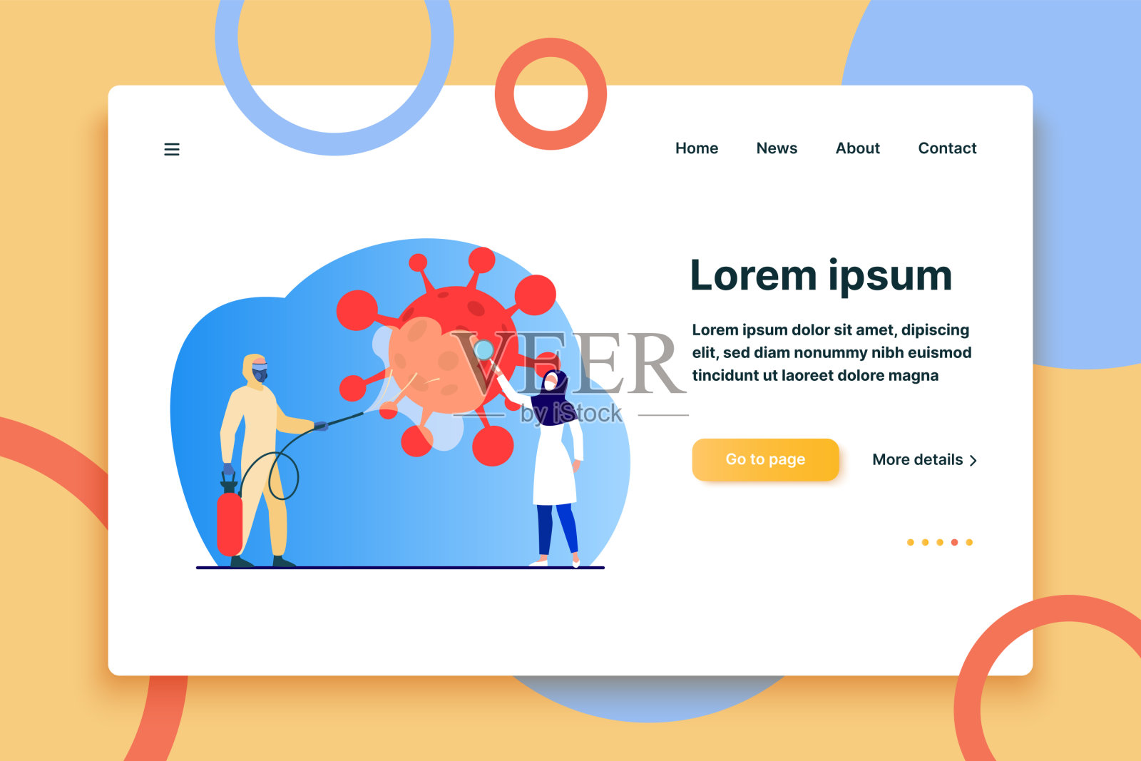 穿着防护服的阿拉伯人对区域进行消毒以防病毒插画图片素材