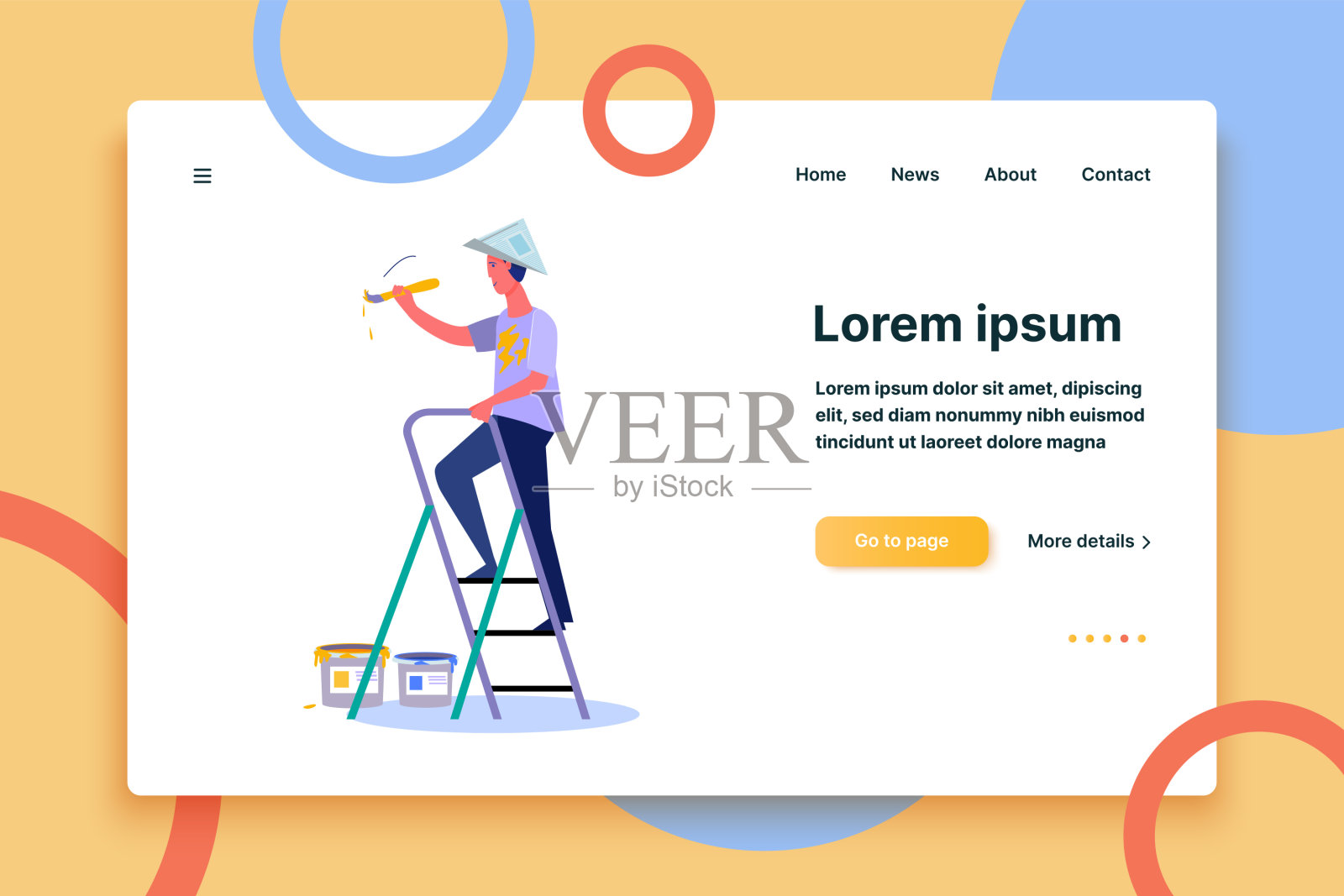 快乐的男人拿着刷子绘画插画图片素材