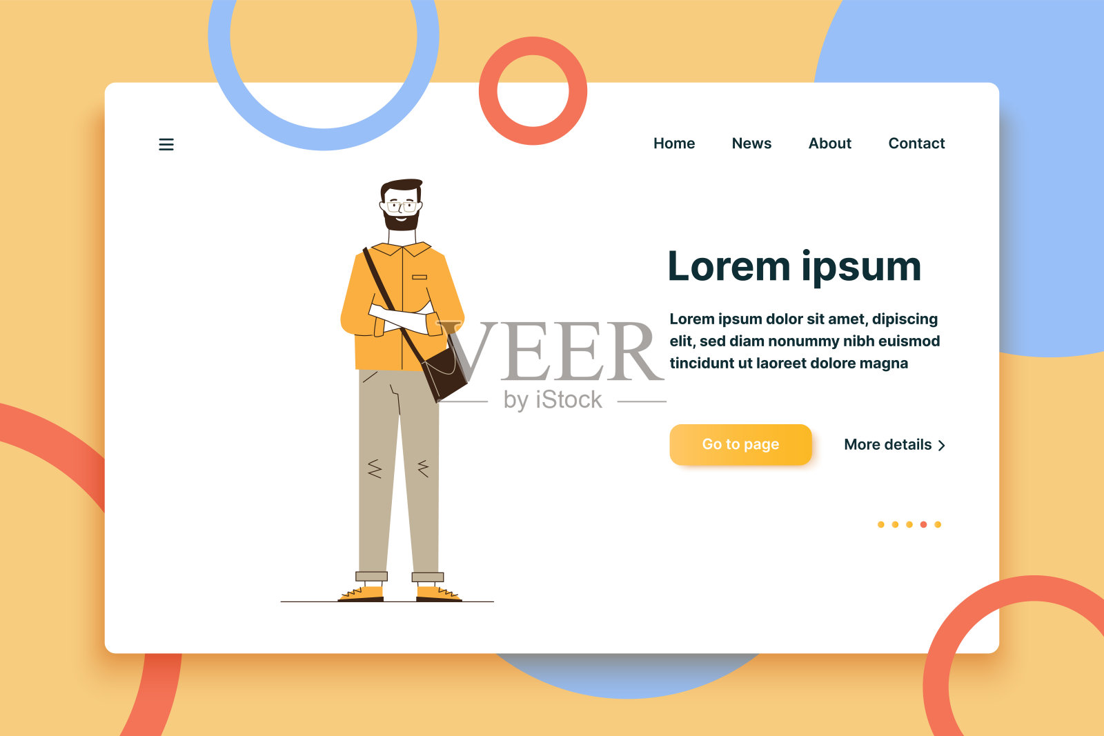 戴眼镜，双臂交叉的大胡子男人插画图片素材