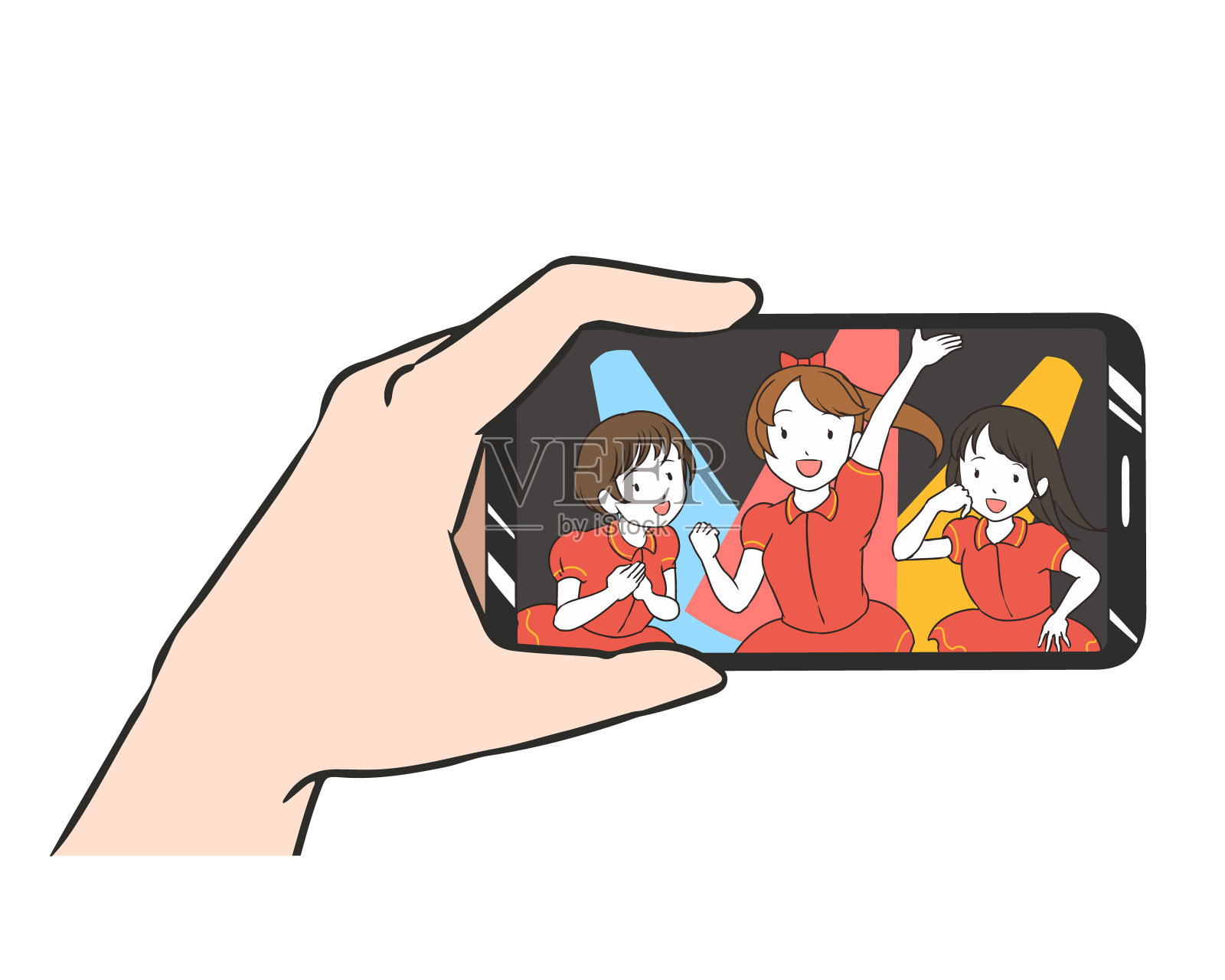 智能手机横屏游戏偶像系统插画图片素材