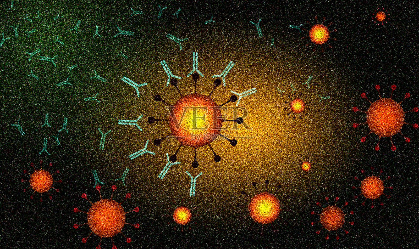 新冠病毒与抗体：疫苗的工作原理插画图片素材