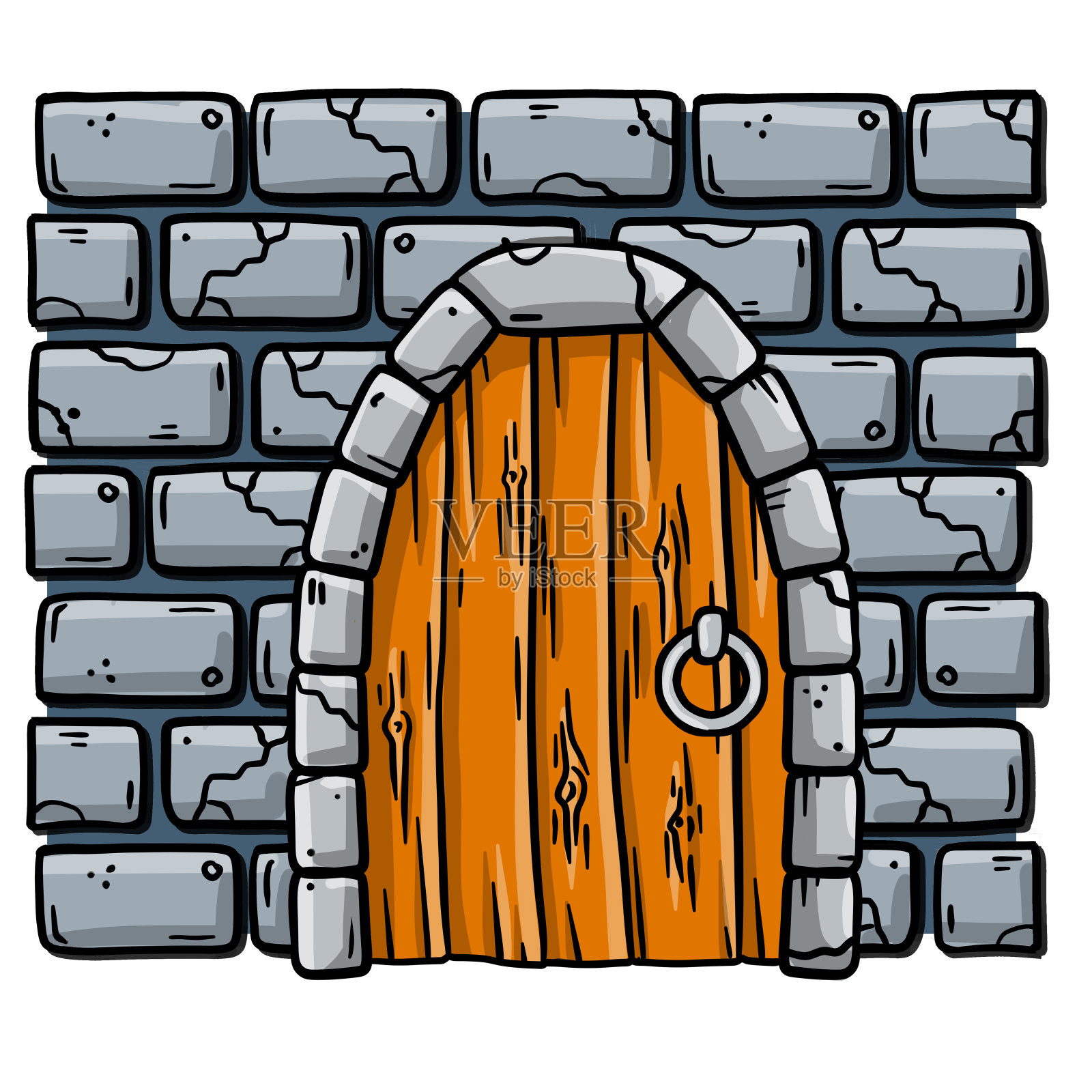 童话城堡和塔的门。插画图片素材