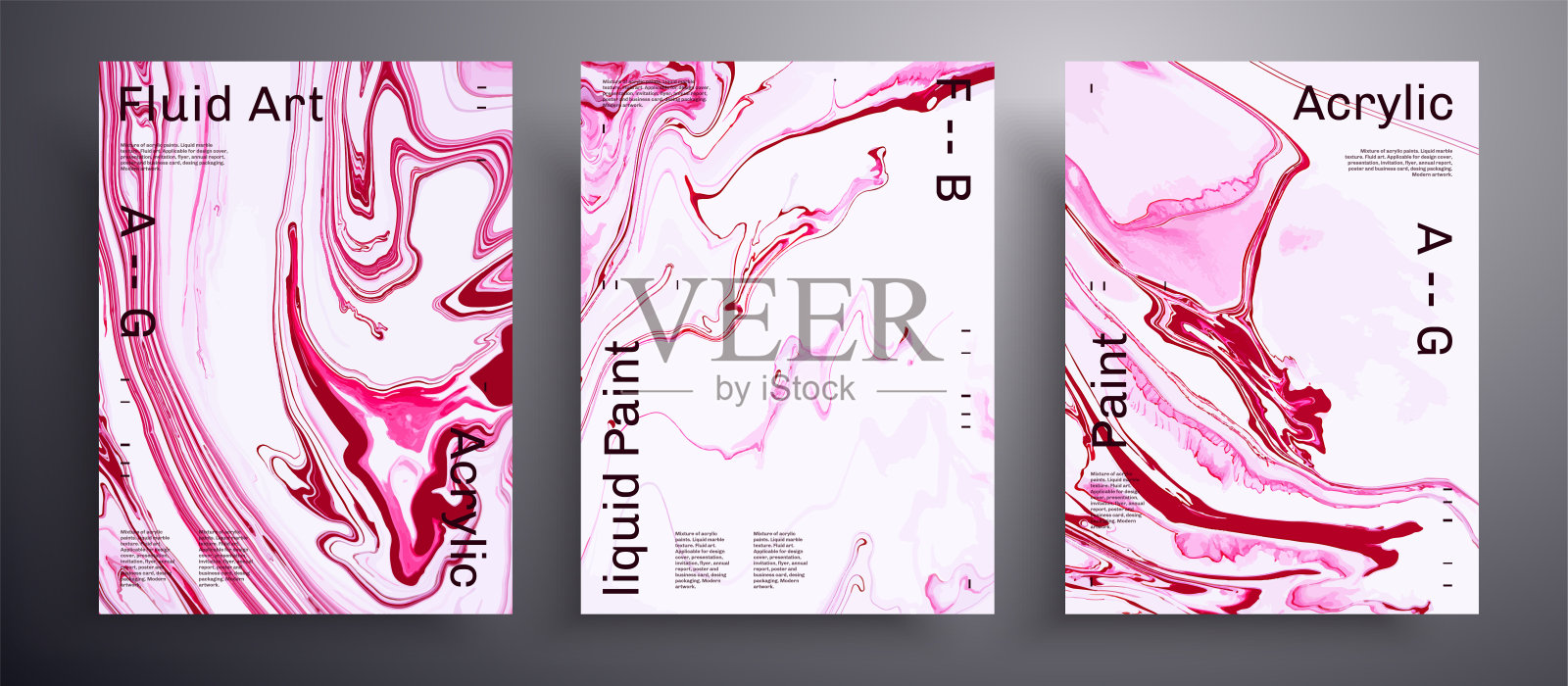 抽象液体横幅，流体艺术矢量纹理集合。美丽的背景，适用于设计封面，请柬，传单等。粉色和白色普遍流行的绘画背景。插画图片素材