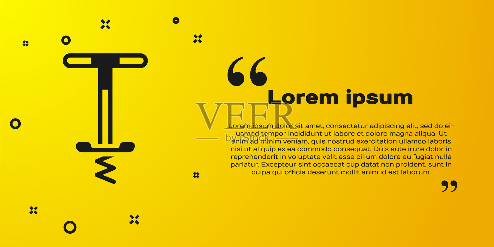 黑色弹跳棒玩具图标孤立在黄色背景。向量插画图片素材