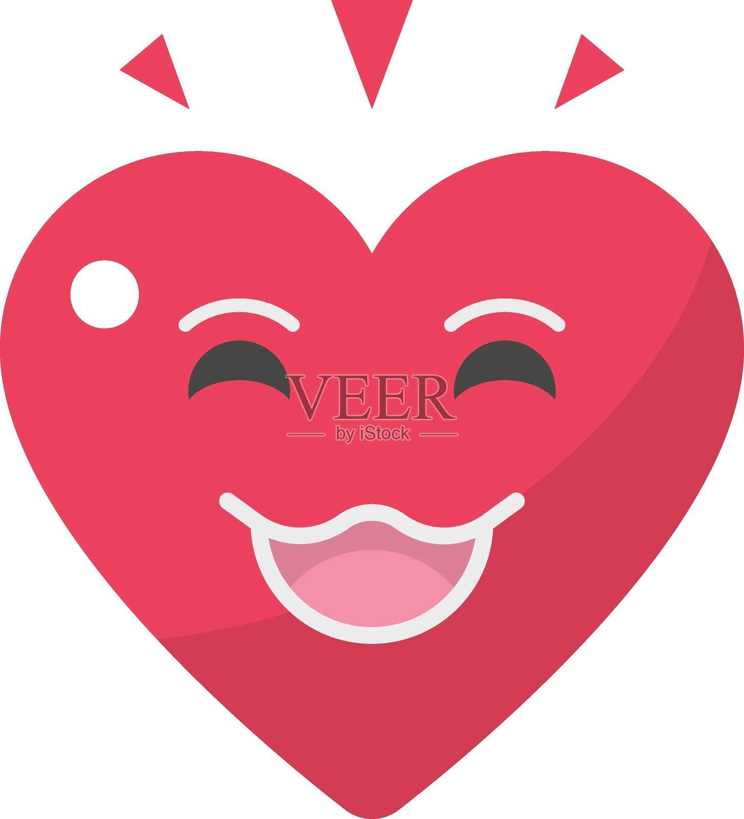 红心微笑概念，面部表情矢量颜色图标设计，白色背景上的爱情和浪漫符号，情人节标志，浪漫情绪股票插画图片素材