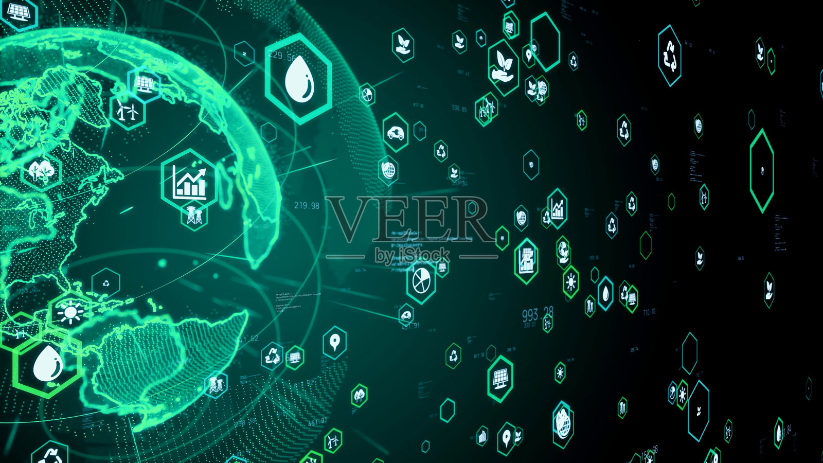 环境技术的概念。可持续发展的目标。西班牙。照片摄影图片