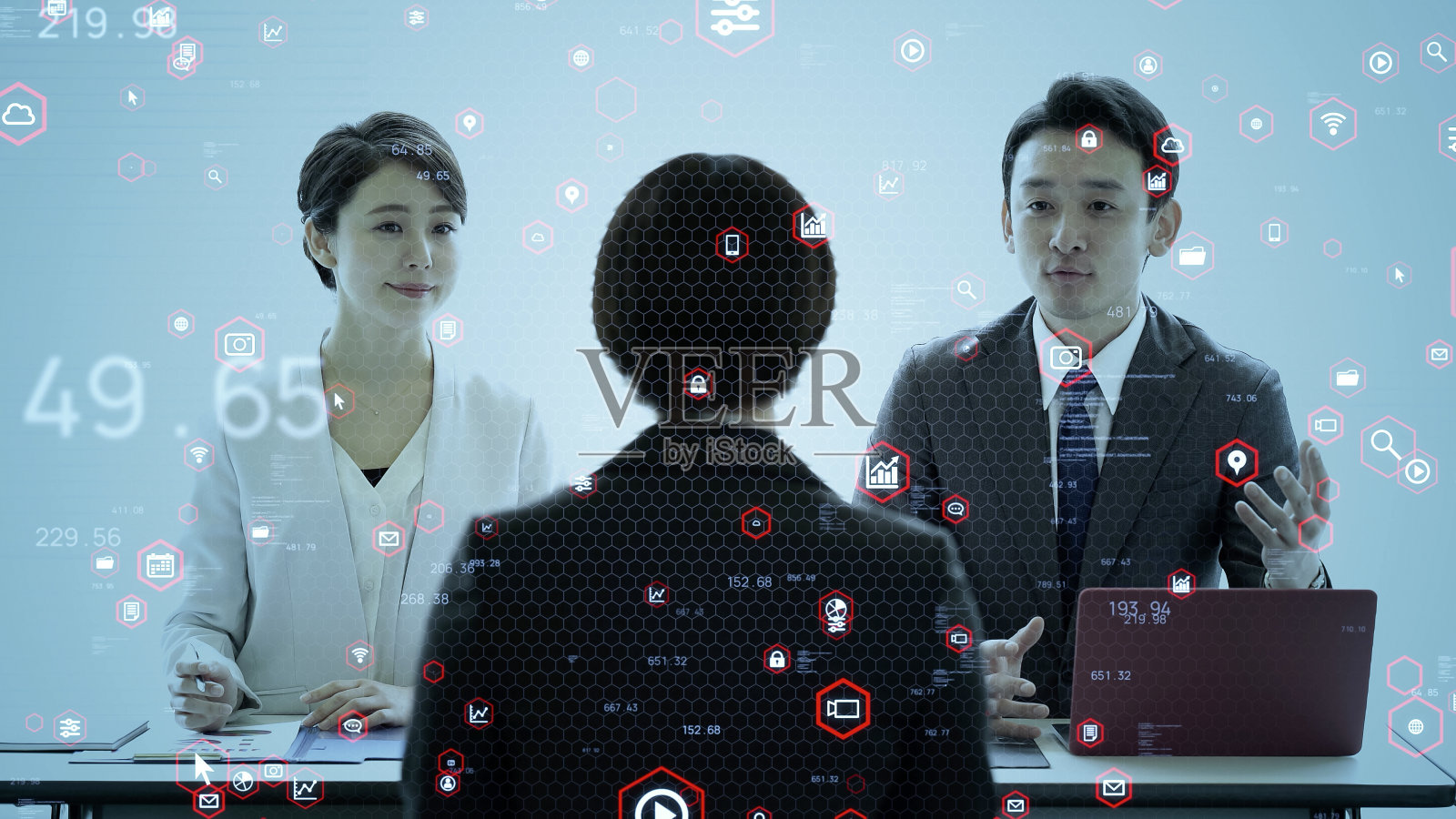 商业通讯网络概念。工作面试。数字转换。照片摄影图片