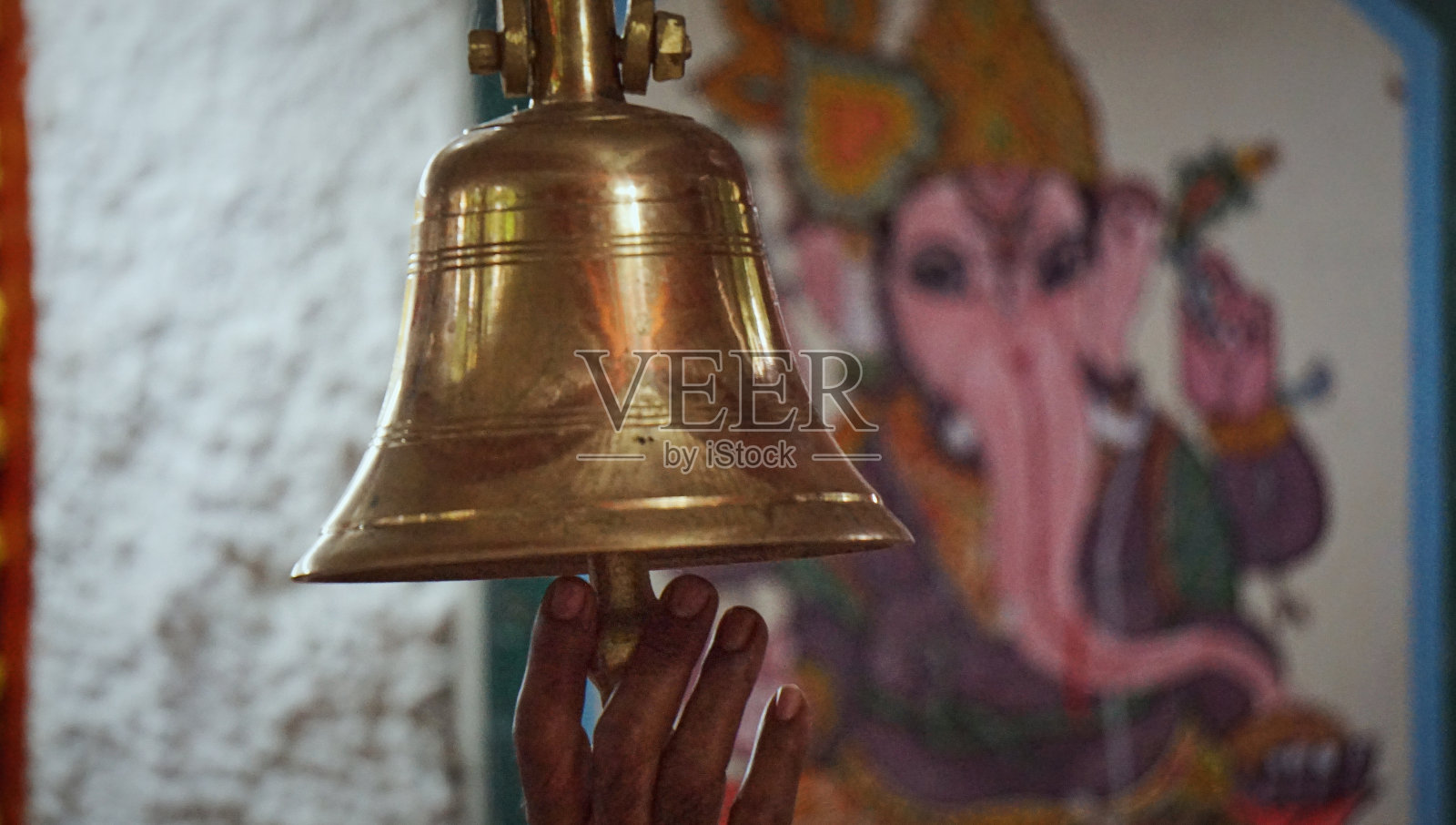 贝尔在印度寺庙的特写，班加罗尔照片摄影图片