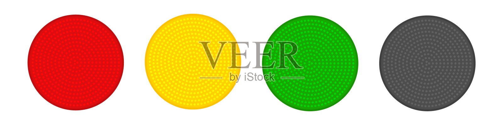 带有信号灯的交通灯。控制员用红色停车，黄色注意，绿色开车，黑色离开。插画图片素材