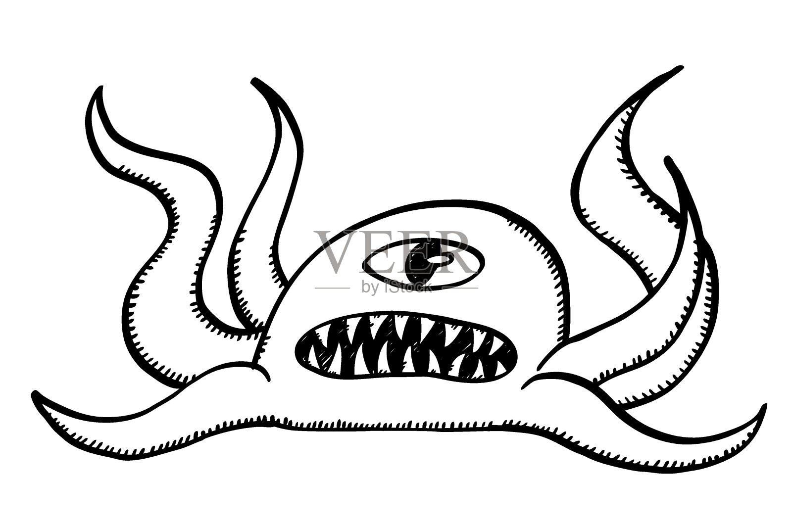 电脑病毒的黑白素描风格矢量插图插画图片素材