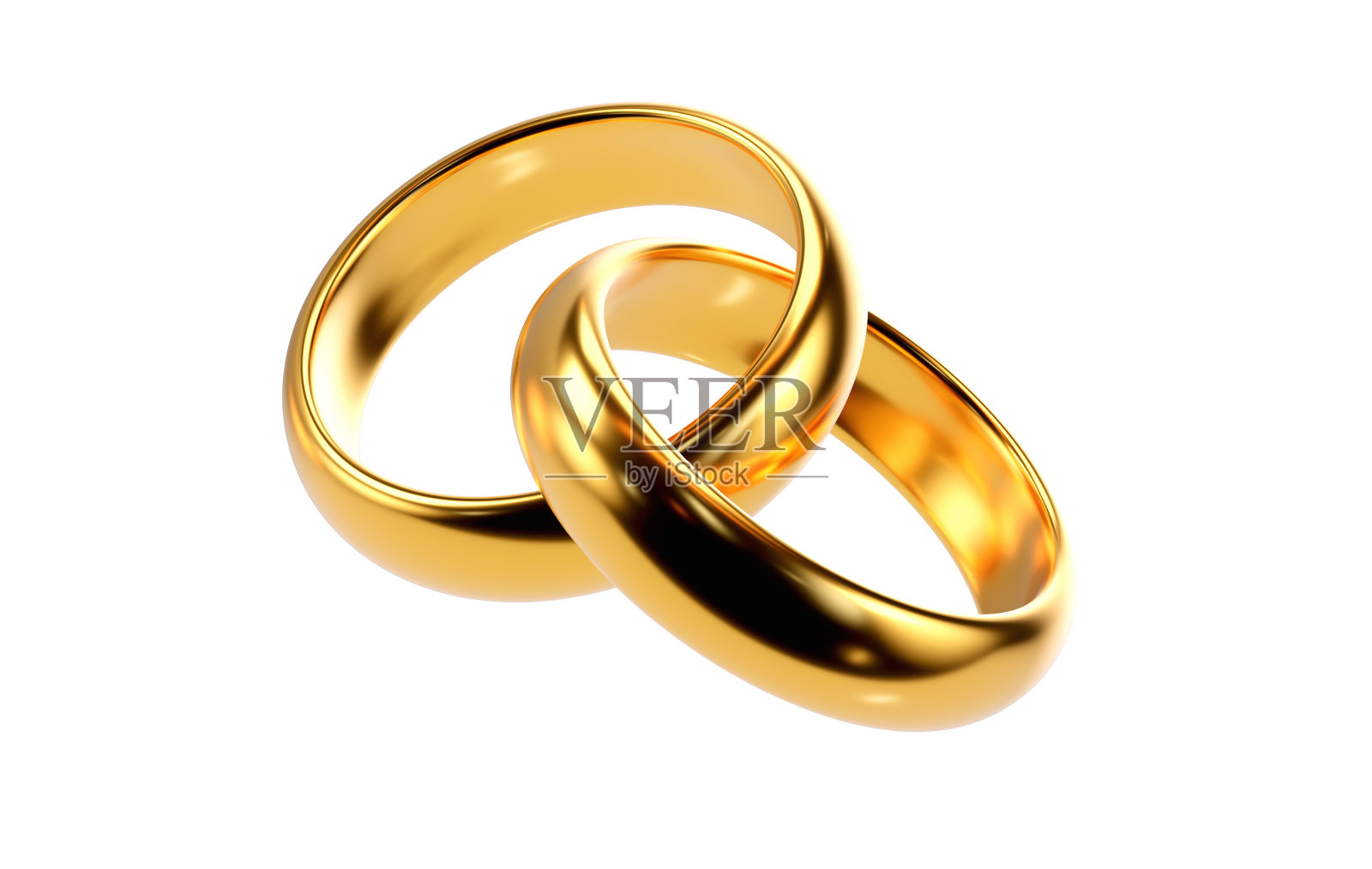 两个金结婚戒指的3D渲染照片摄影图片