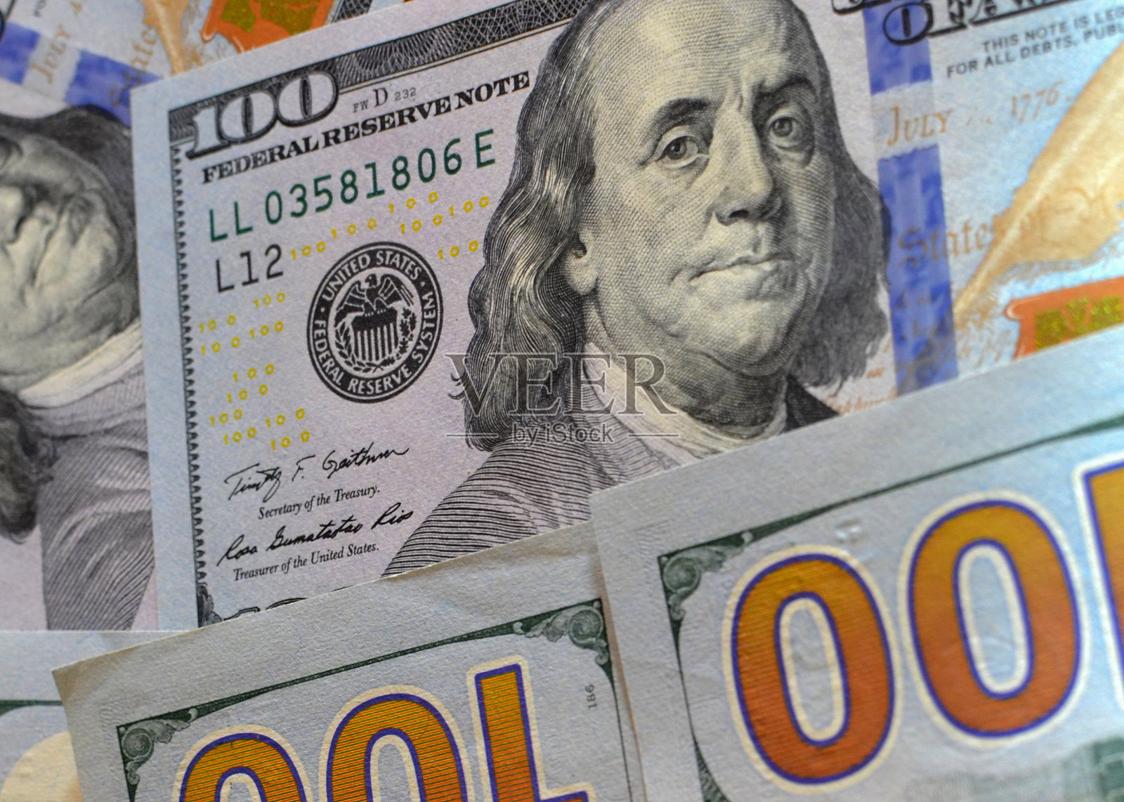 百元美钞背景。钞票美式百纹钞票设计照片摄影图片