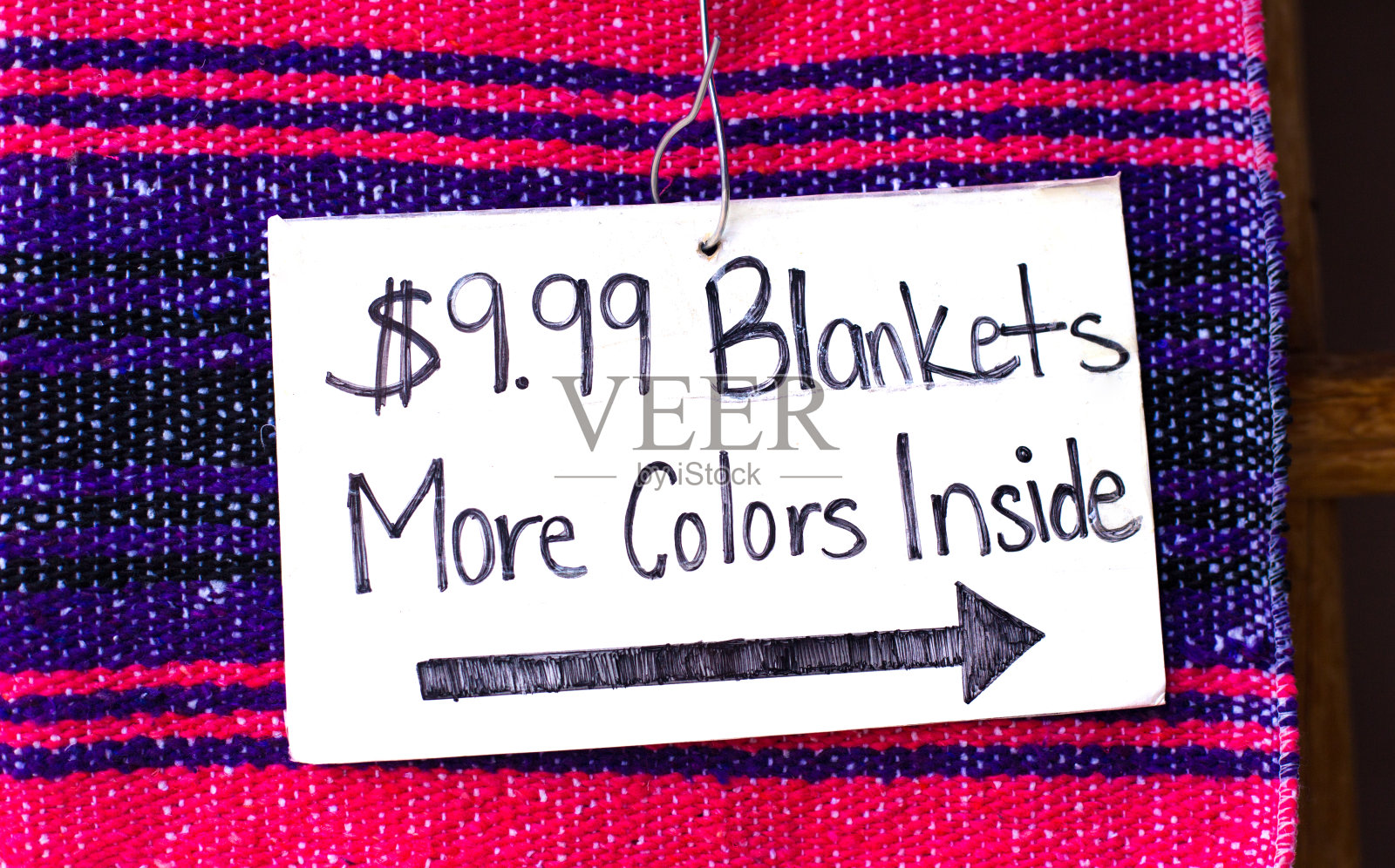 传统充满活力的墨西哥条纹羊毛毯/毛毯照片摄影图片