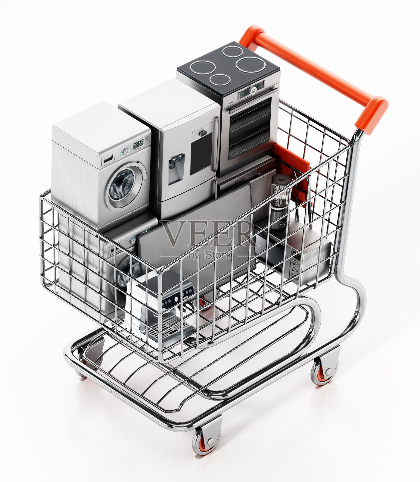 一套现代家用电器内购物车照片摄影图片