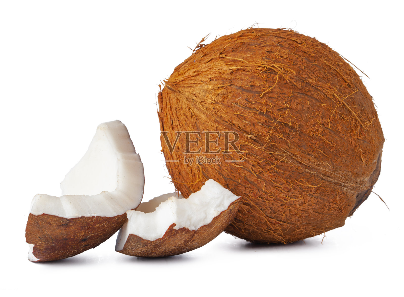 椰子片孤立在白色的背景上照片摄影图片