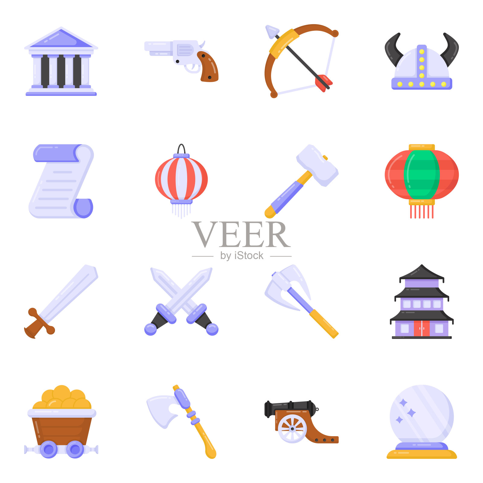 历史的可编辑样式的平面图标图标素材