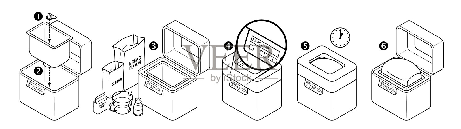 面包机使用说明插画图片素材