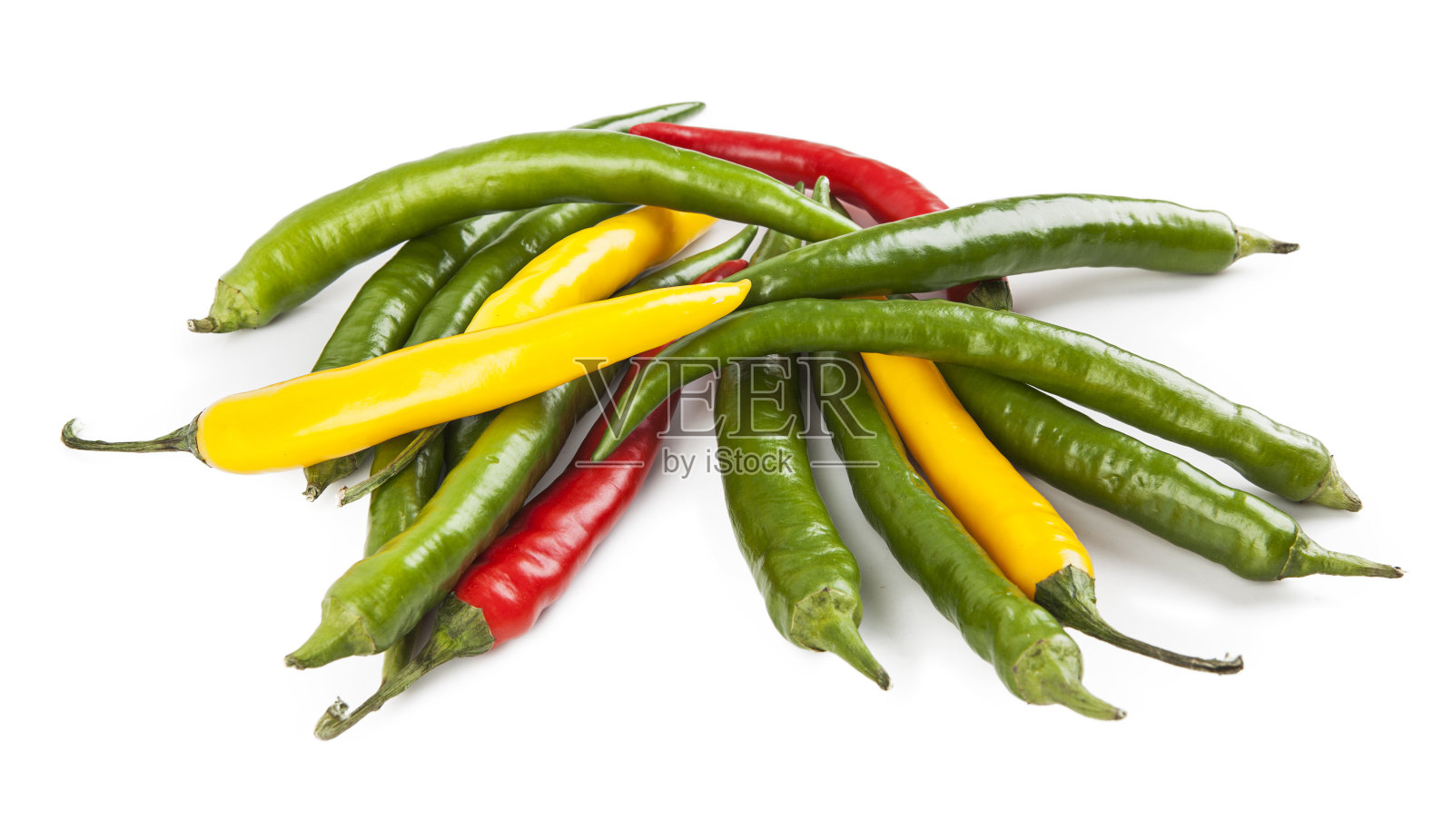 小辣椒孤立在白色背景上。从投资组合的另一个角度来看。照片摄影图片