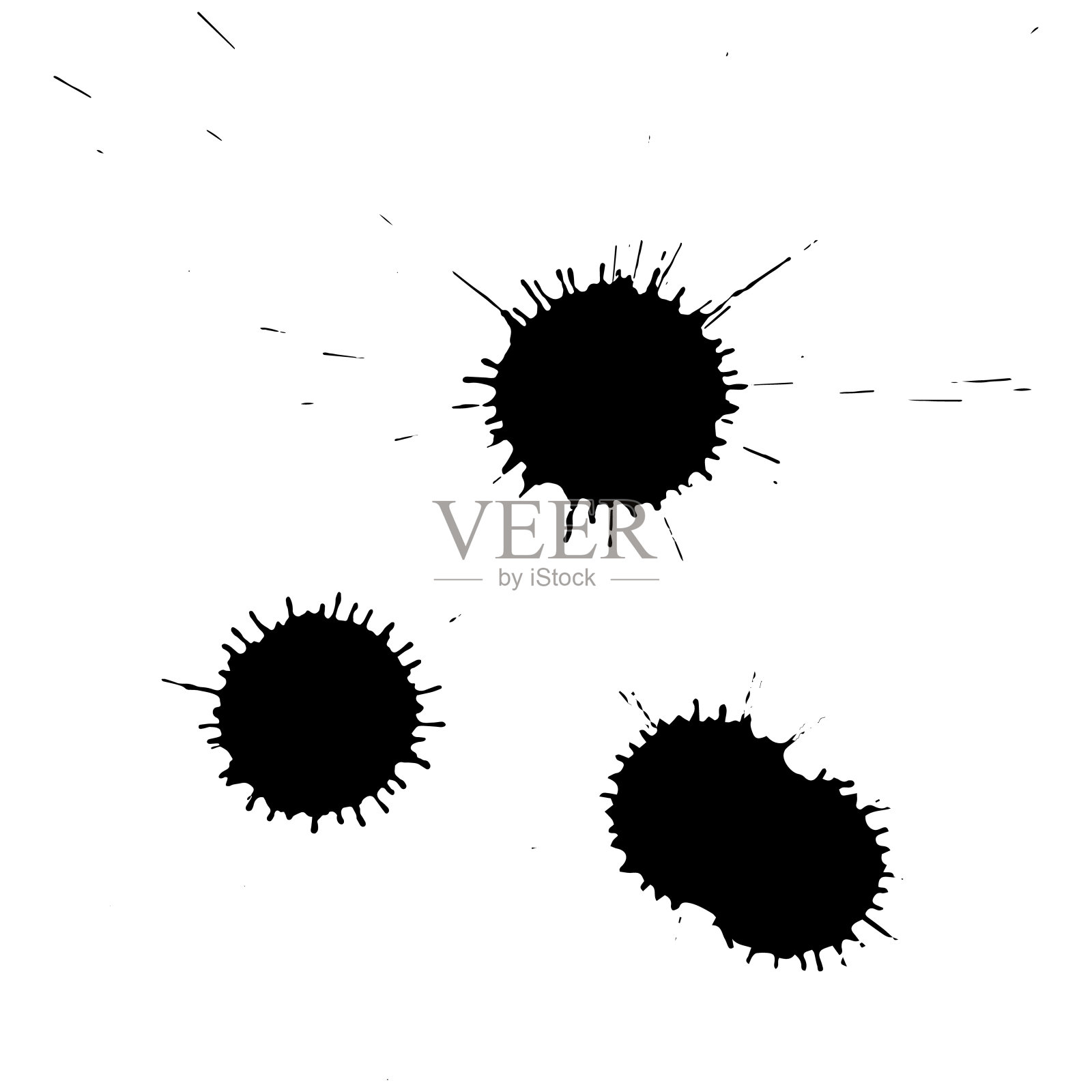 墨水造成的黑点、水滴和飞溅。Grunge形状和轮廓为您的设计。插画图片素材