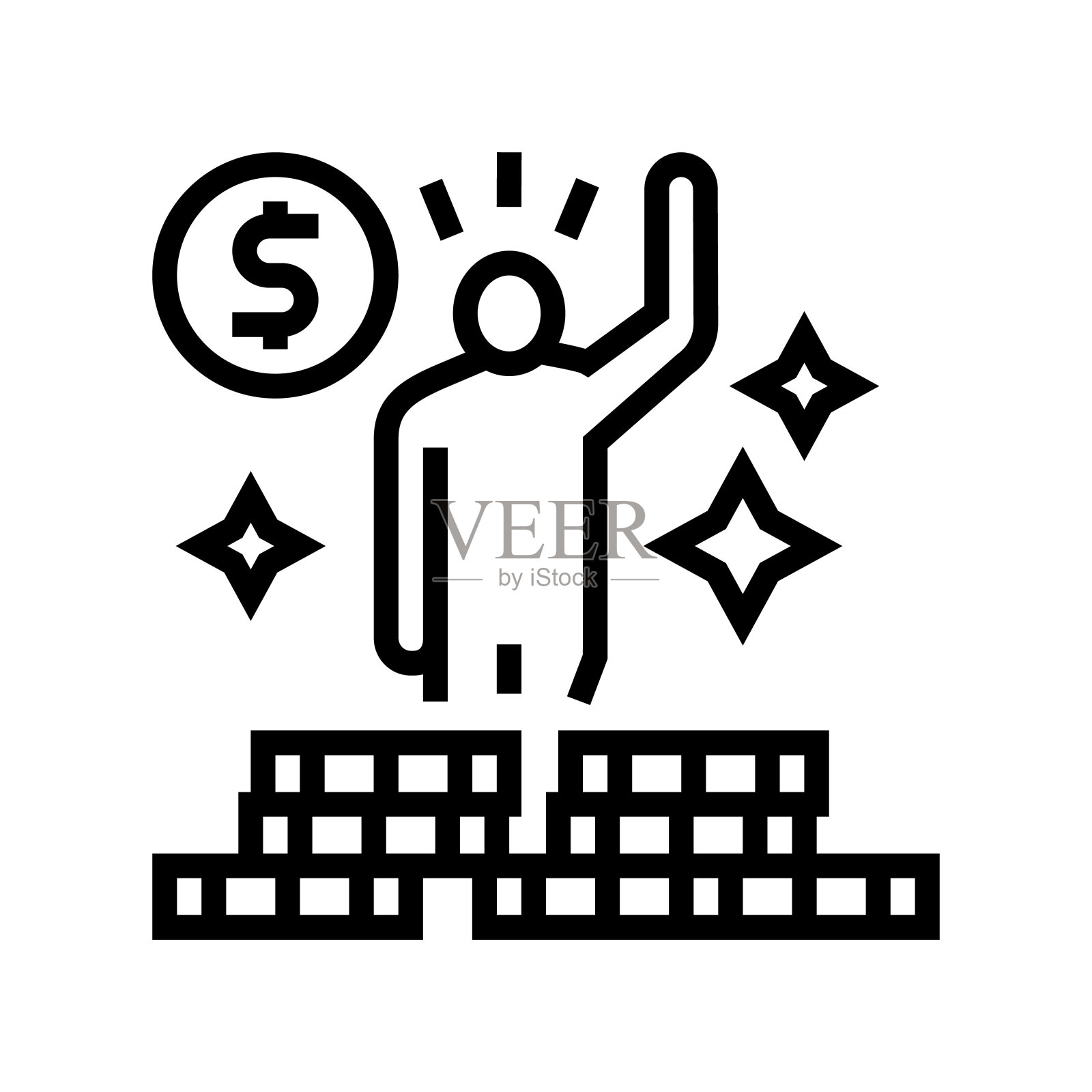 中奖彩票线图标矢量插图插画图片素材