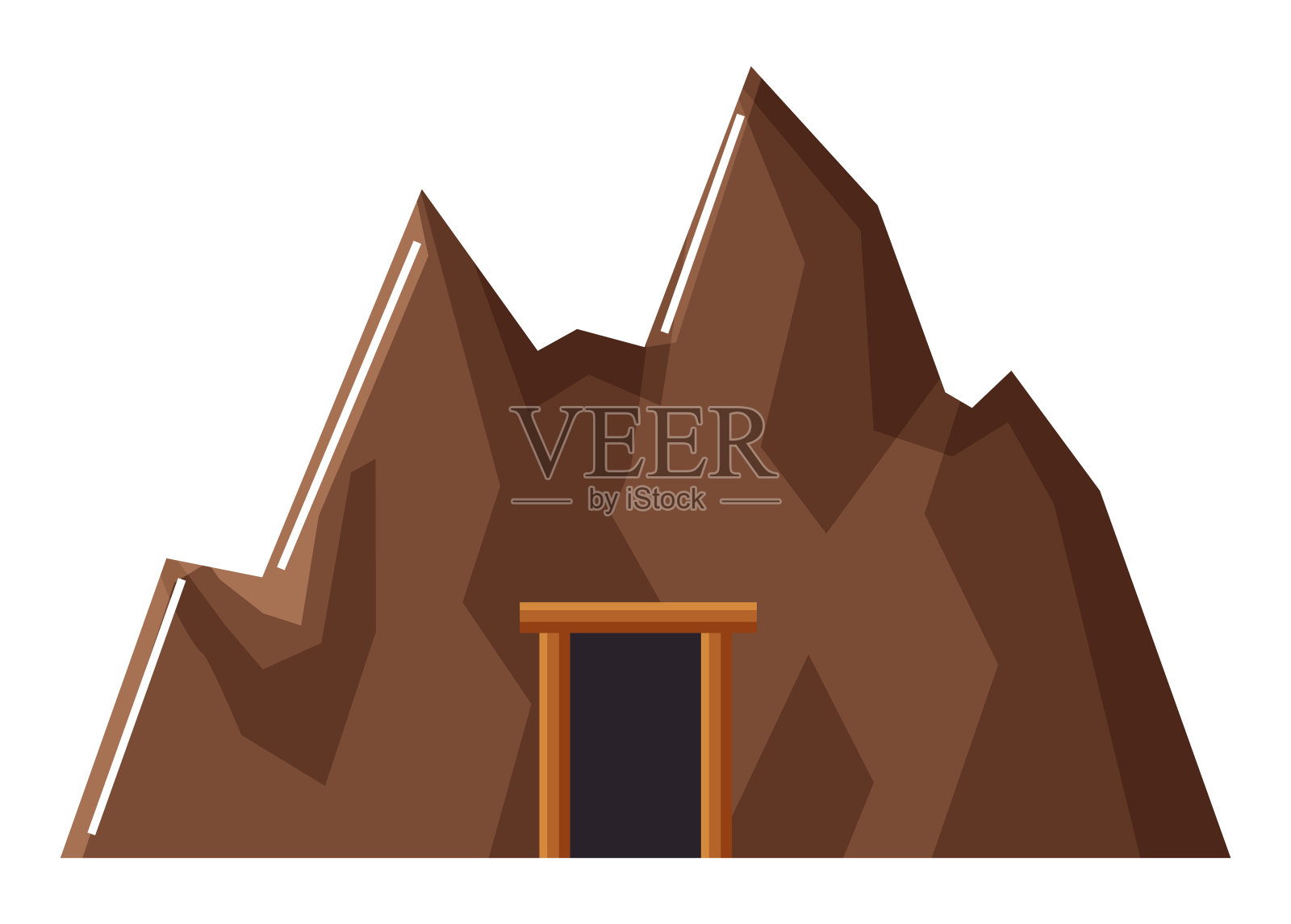 矿山与门，矿业采石场向量插画图片素材