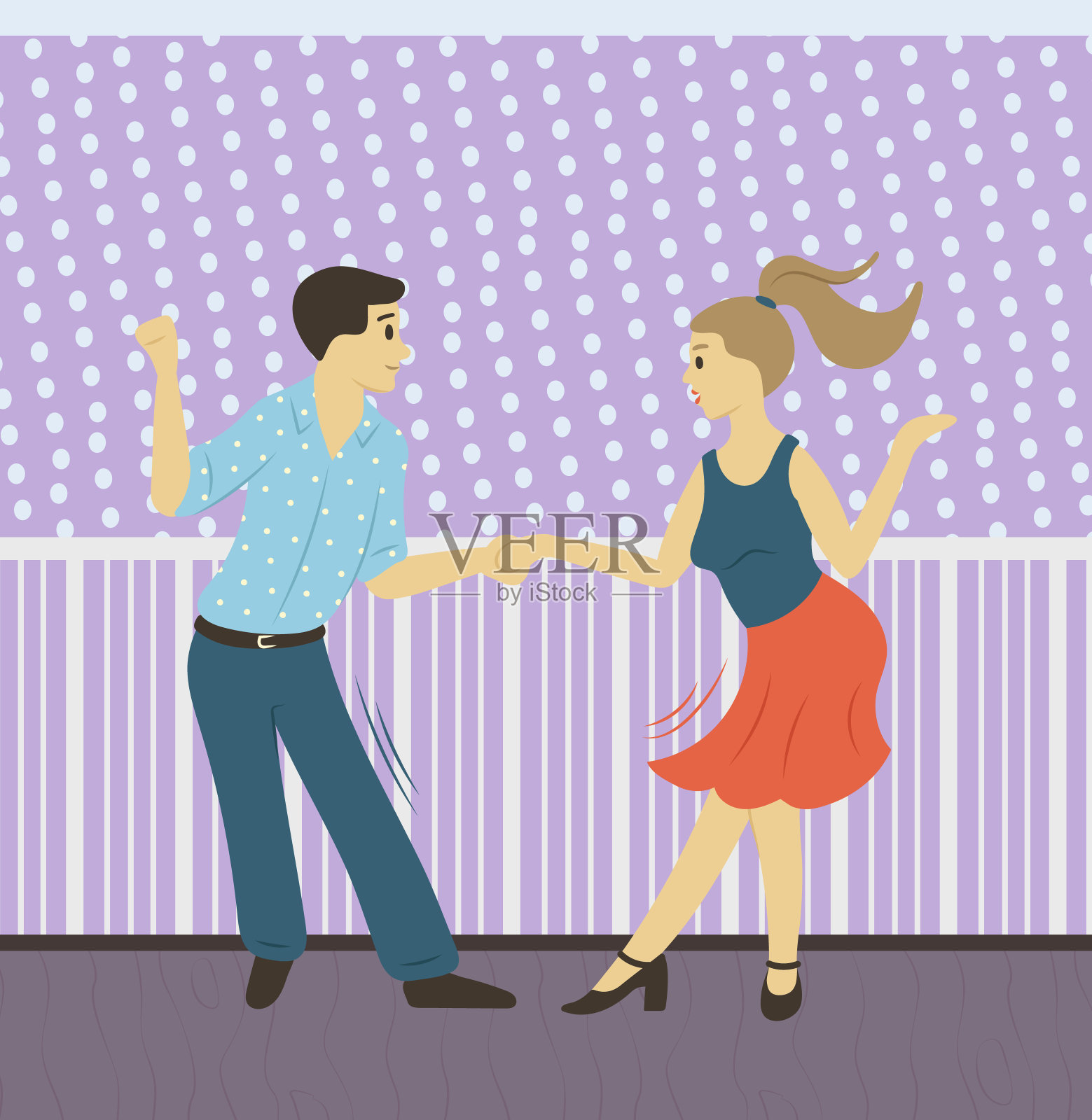 人们跳舞，爱好的男人和女人矢量插画图片素材