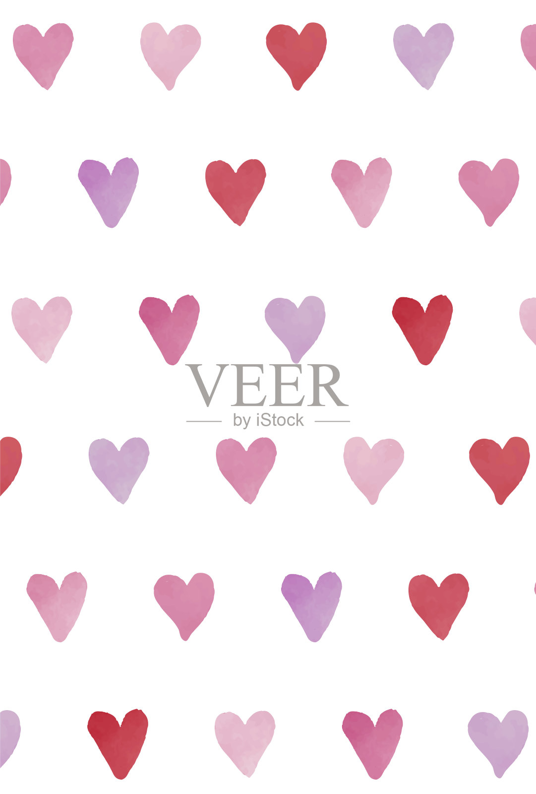 无缝模式与水彩触心横幅，卡片，传单，社交媒体壁纸等。插画图片素材