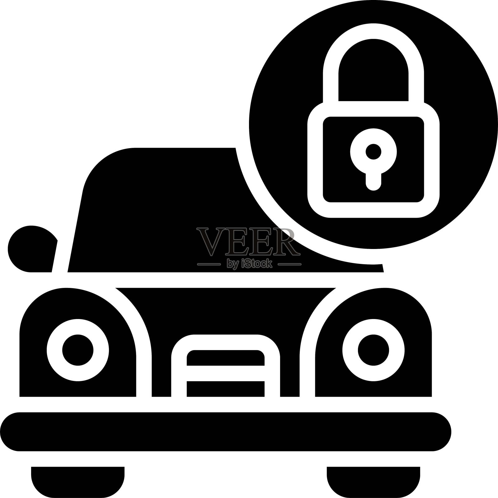 汽车与锁的图标，破产相关的矢量插画图片素材