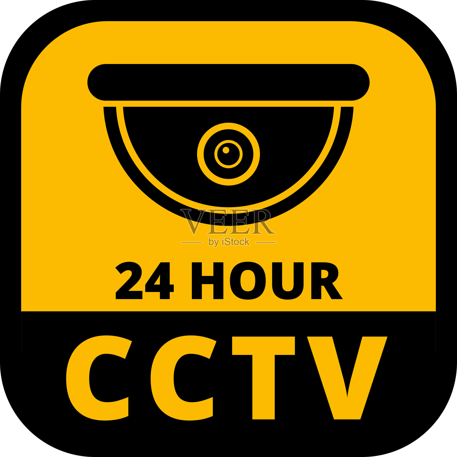 闭路电视摄像头安全警告贴纸设计元素图片