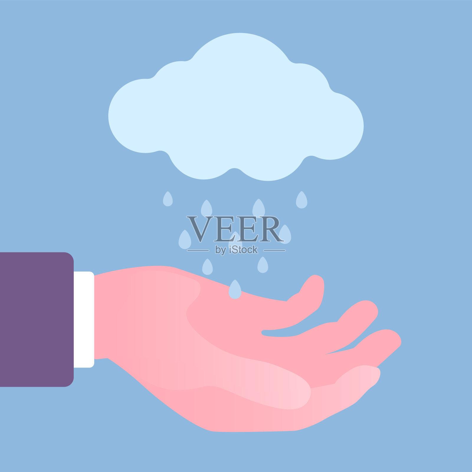 人工收集雨水，收集和储存雨云滴插画图片素材