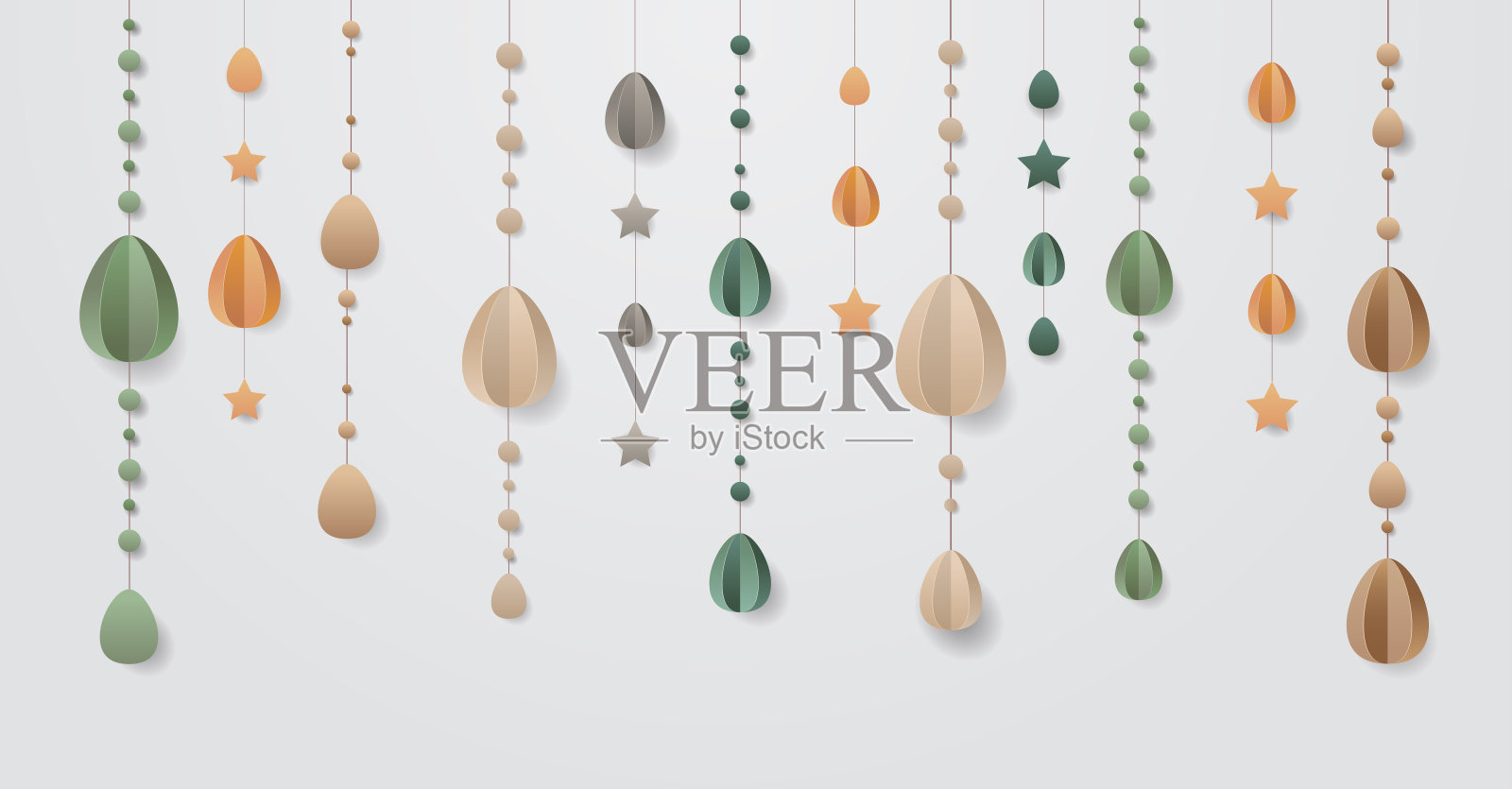 快乐复活节贺卡春节彩纸手工雕刻装饰海报水平插画图片素材