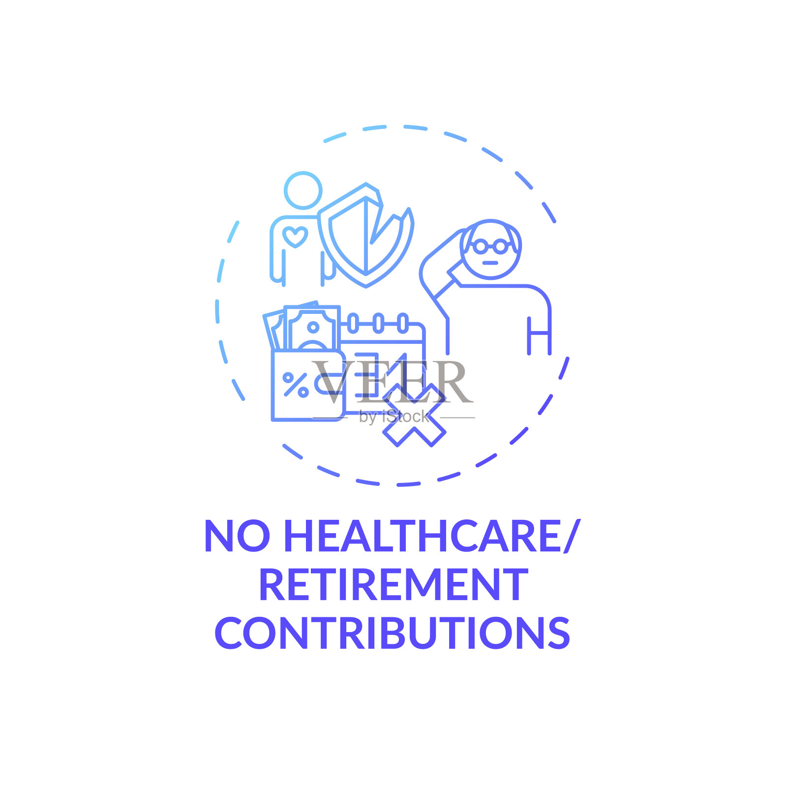 没有医疗保健和退休贡献概念图标插画图片素材