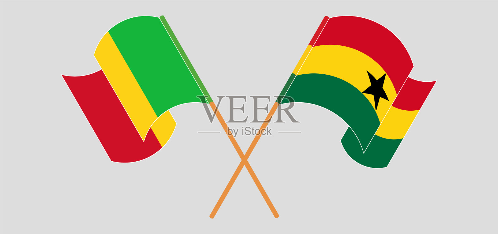 交叉挥舞着马里和加纳国旗设计元素图片