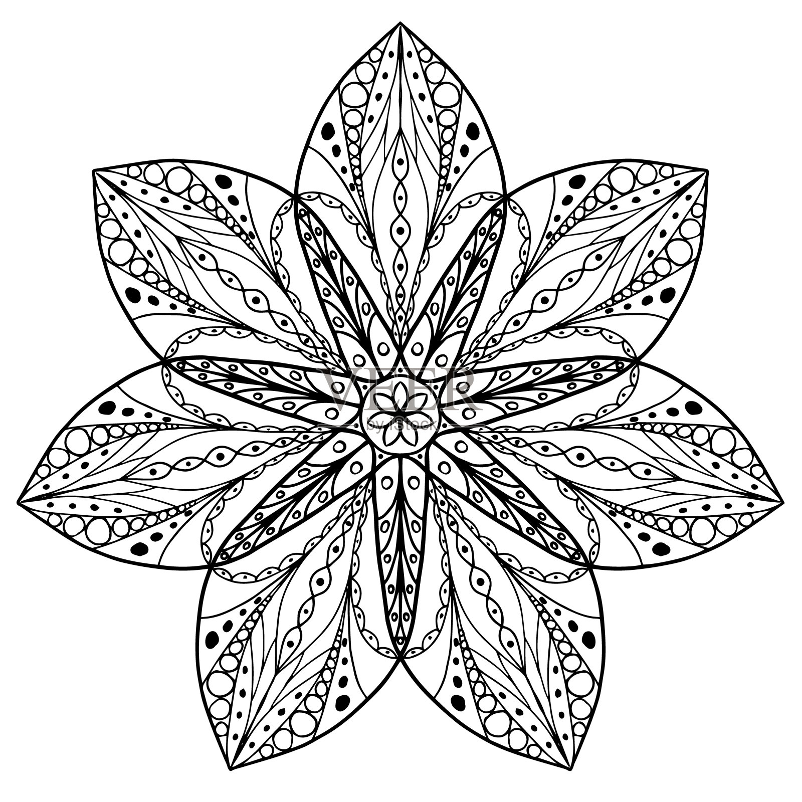 抽象向量花图案在白色的背景。插画图片素材