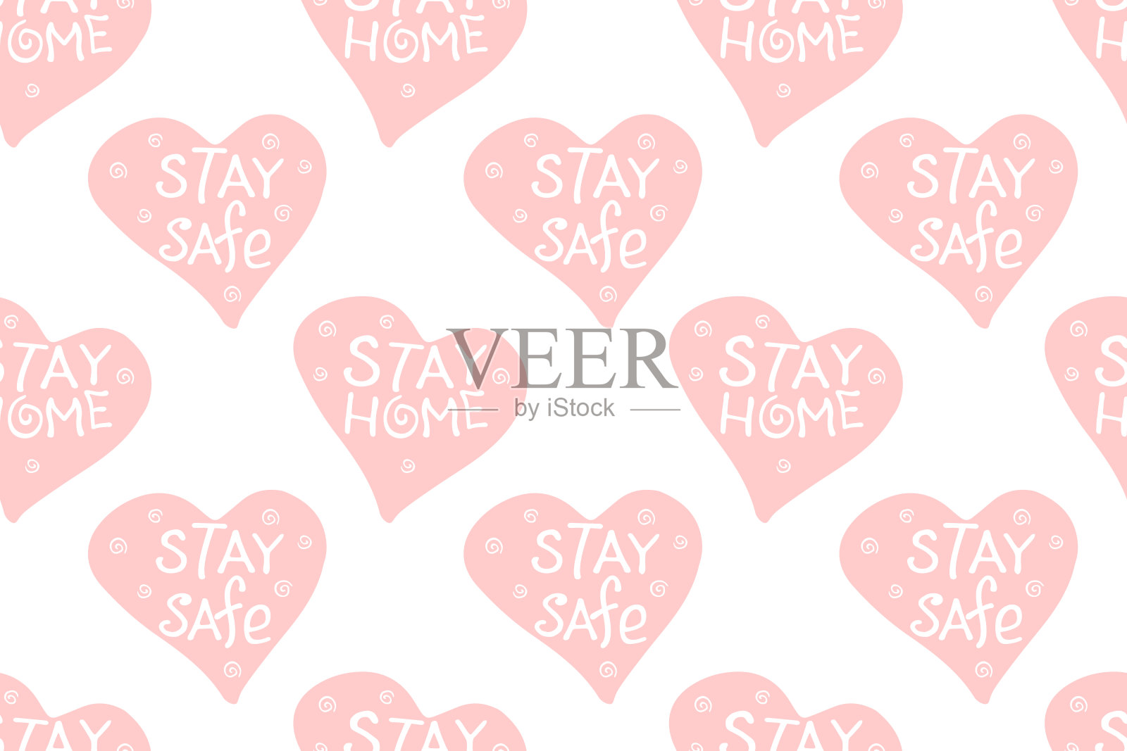 居家安全，扁平涂鸦风格的隔离、自我保护和新冠病毒预防矢量图，适用于社交媒体、网站和宣传单插画图片素材