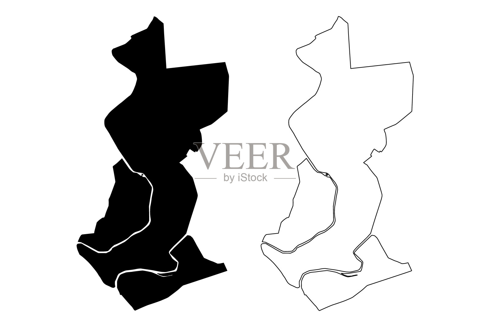 维吉尼亚州卡温顿市县(美国独立市县，美国，美国)地图矢量插图，草稿卡温顿地图插画图片素材